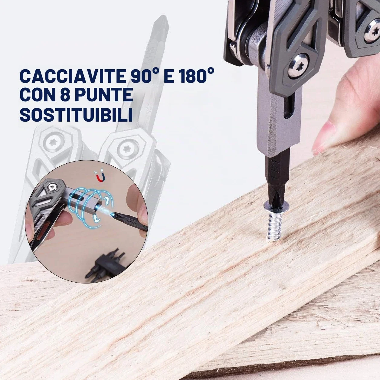 Pinza Multiuso BIBURY in Acciaio Inossidabile con Coltello, Apribottiglie, Cacciavite, Attrezzi EDC per Campeggio e Riparazioni