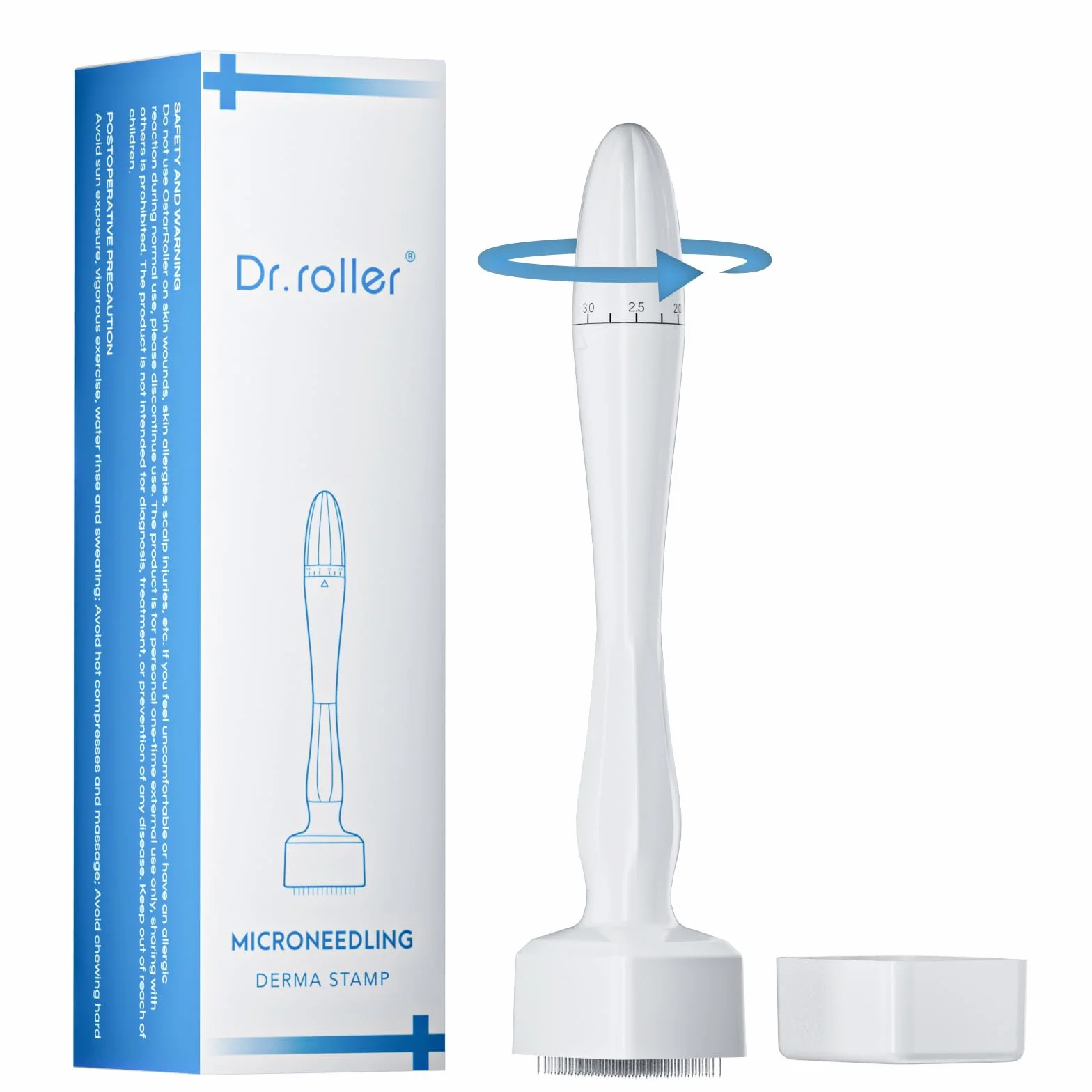 Derma Stamp, Dermastamp Regolabile 0-3 mm, Derma Roller Capelli, 140 Perni, Timbro Professionale Microneedling Stamp per Stimolare la Crescita di Capelli, Barba, Viso