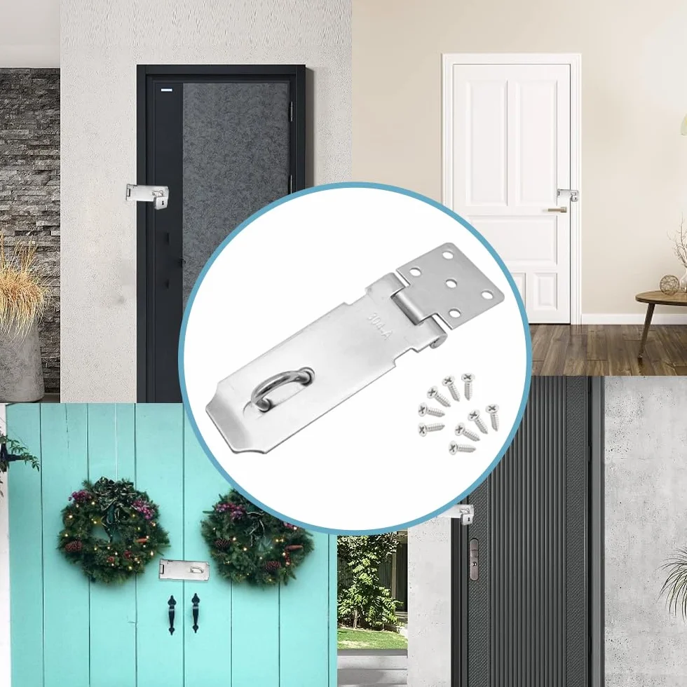 Lucchetto Hasp in Acciaio Inox 4 Pollici Heavy Duty Serratura Porta Chiavistello con Viti Antifurto (MK-180)