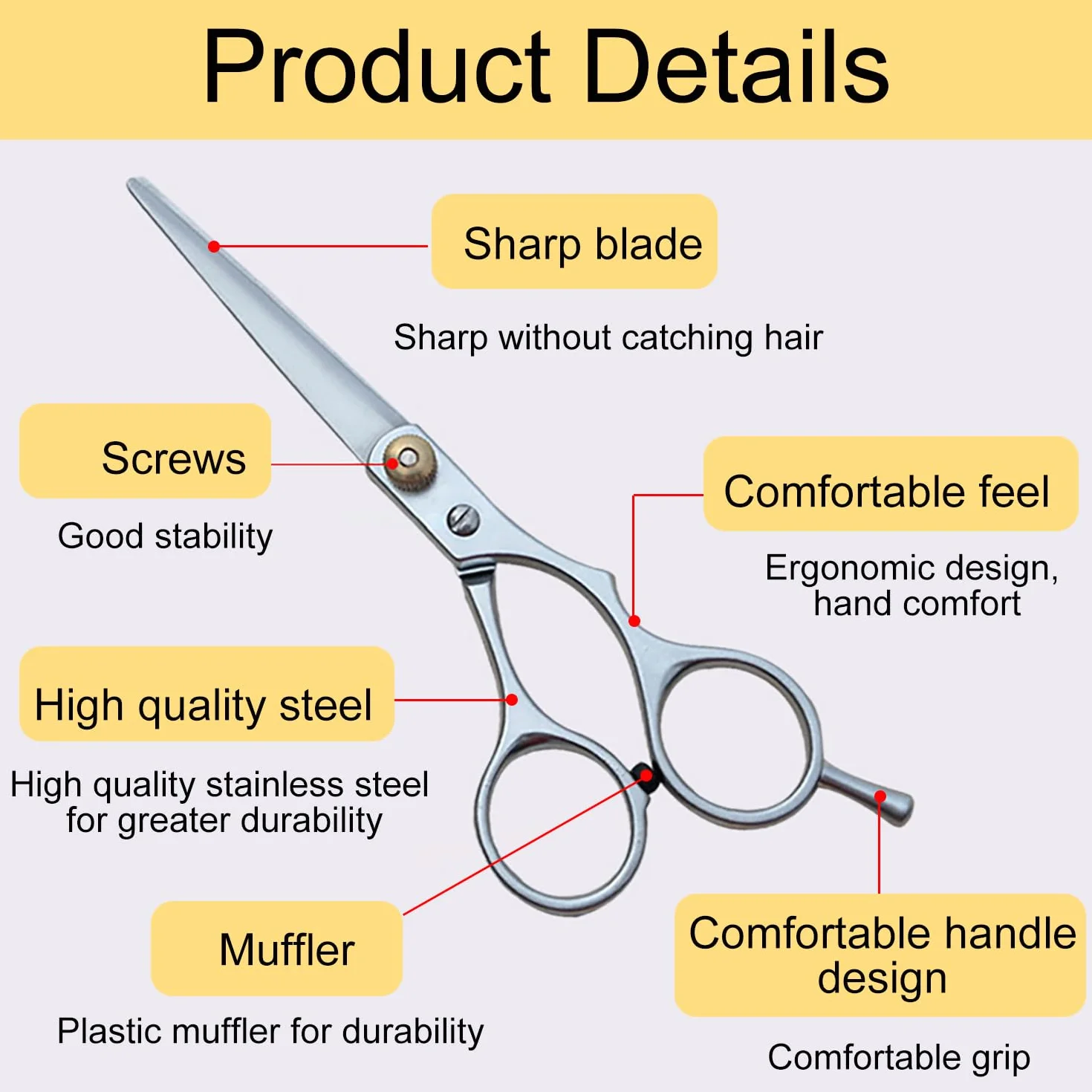 Forbici Parrucchiere Professionali, Premium Forbice Capelli Con Pettine E Caso, Parrucchieri Barbieri Donna, Uomo, Bambino (15.5cm)