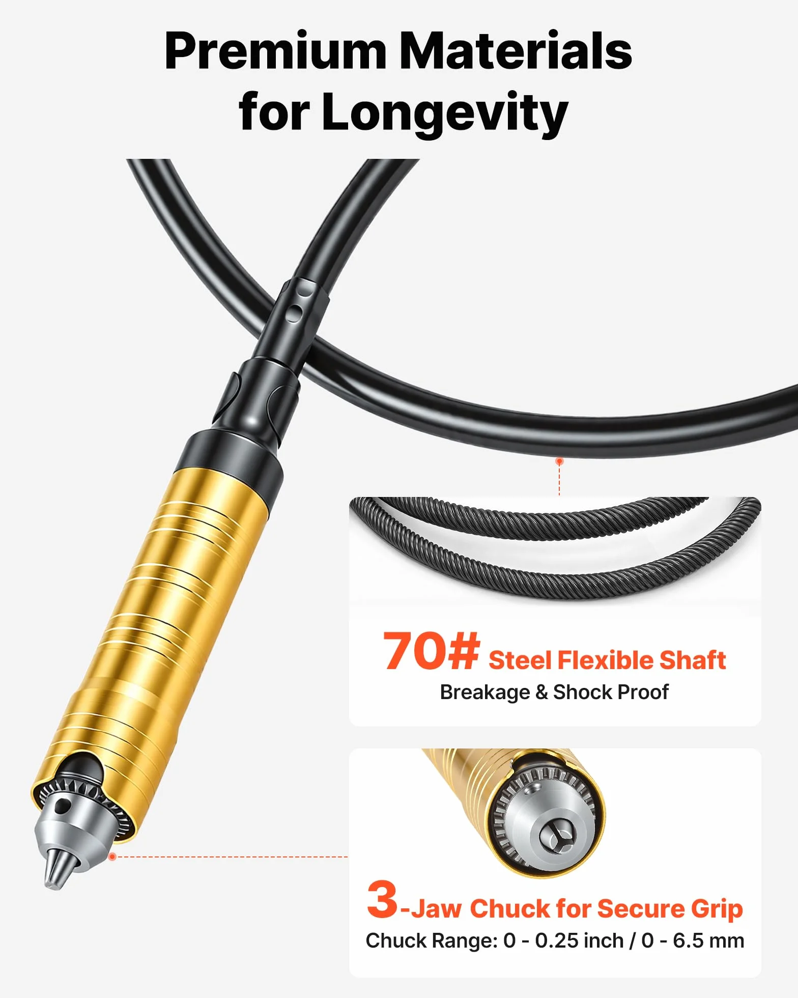VEVOR Smerigliatrice ad Albero Flessibile 780 W 25000 giri/min Elettrica Lucidatrice Sospesa con Controllo a Pedale