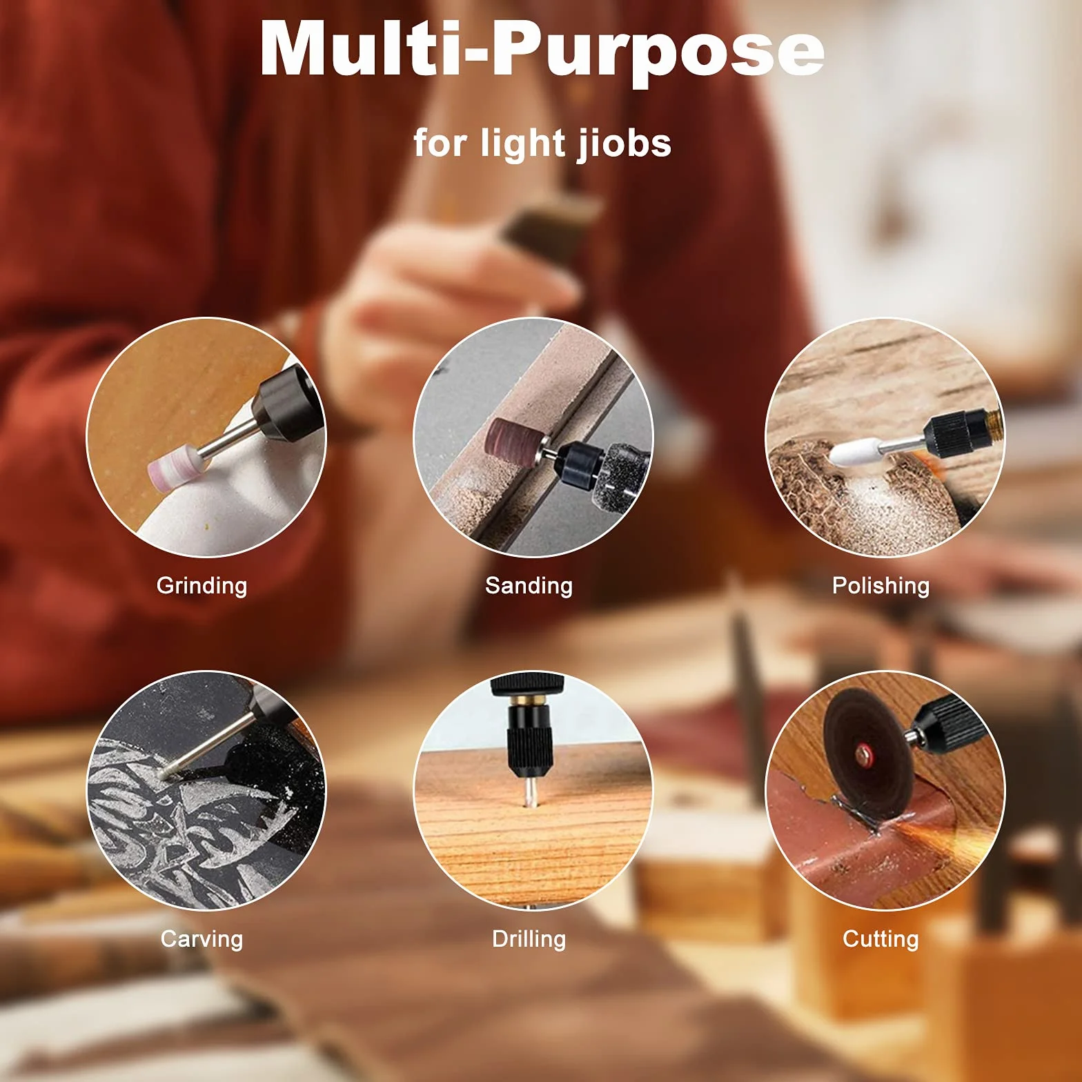 KKMOL Mini trapano elettrico rotativo senza fili USB multifunzione velocità variabile, set smerigliatrice lucidatura intaglio taglio pulizia affilatura, Grigio