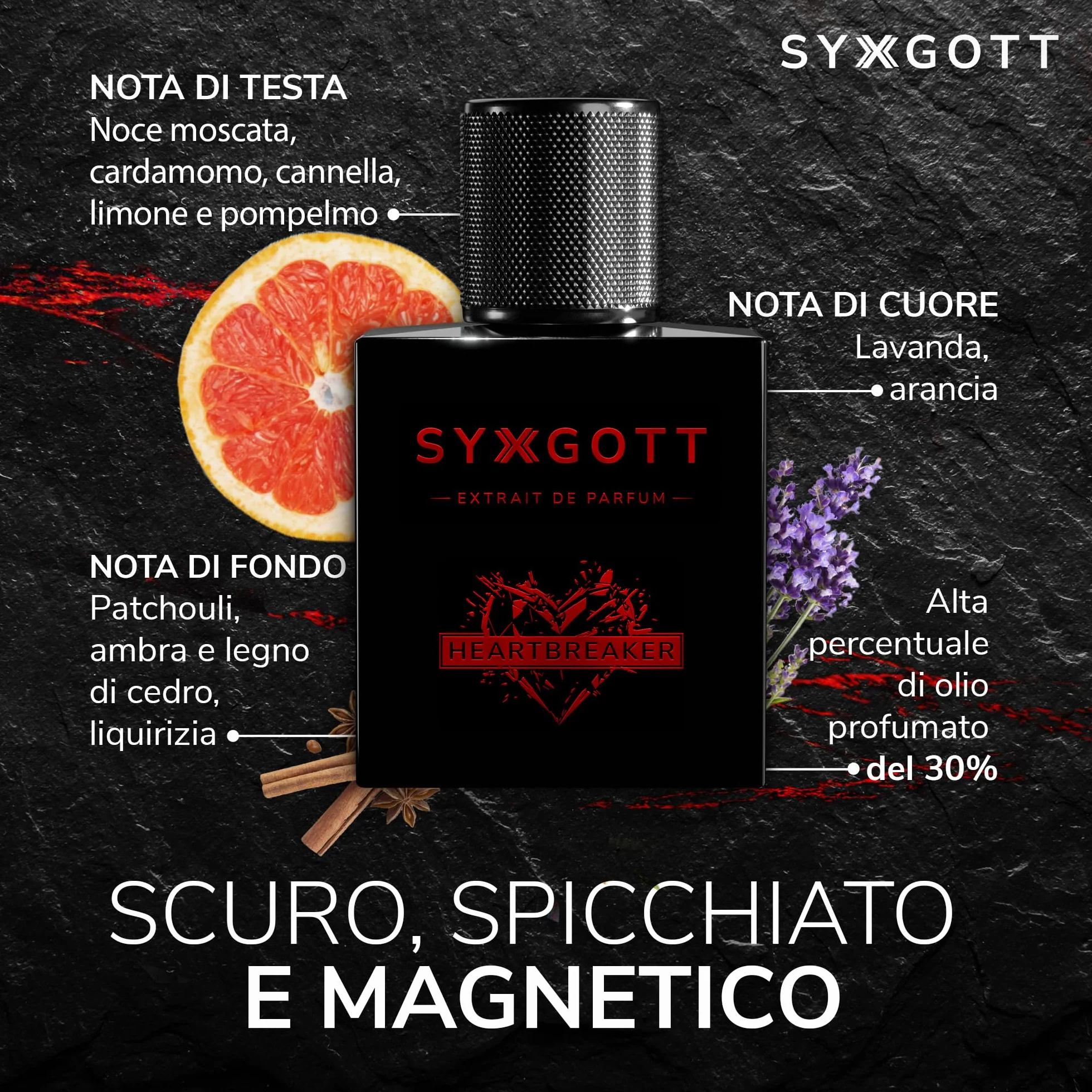 SYXGOTT HEARTBREAKER Profumo da uomo con olio di feromoni | Extrait de Parfum per uomini | Campioncino incluso | intenso, speziato e rinfrescante | Fragranza estiva durevole ideale per tutti i giorni