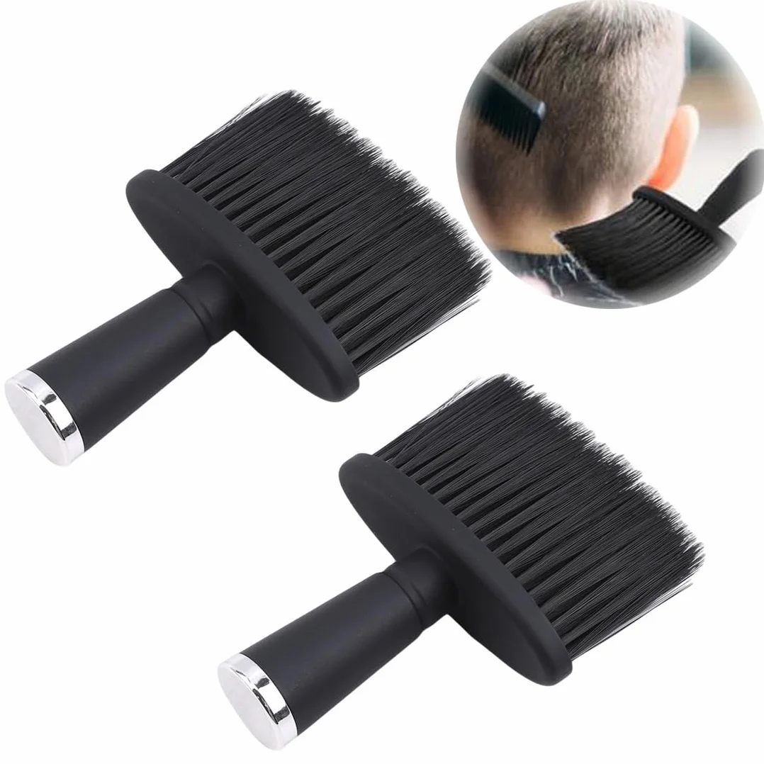 2 Pezzi Pennello da Barbiere,Pennello da Barbiere per Pulire il Collo,Pennello Collo per Parrucchieri,Barbiere Collo Spolverino Pennello Spolverino Morbido Pennello pennello tinta capelli (nero)