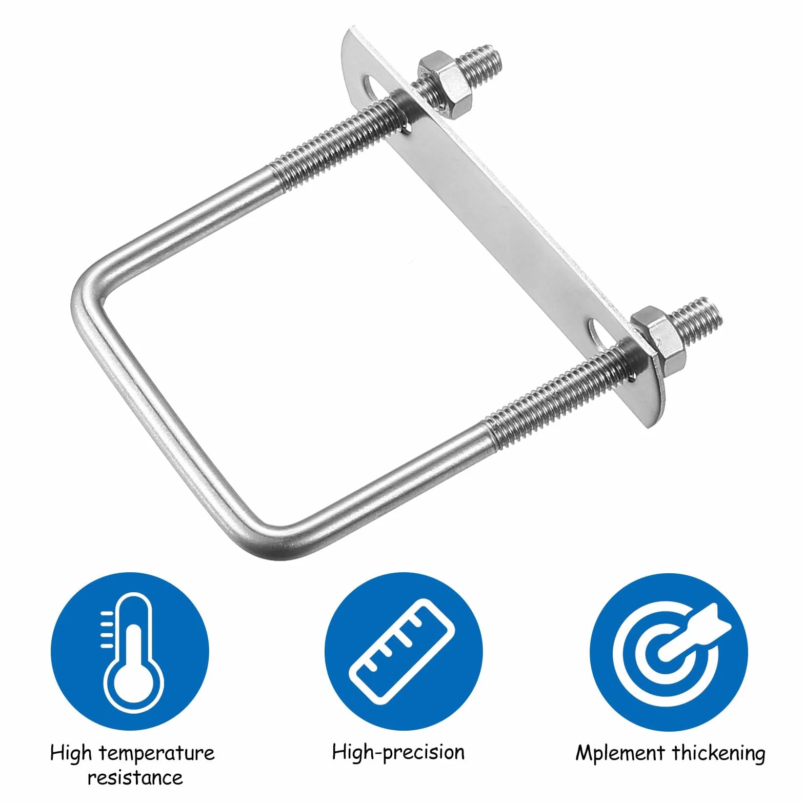 Bulloni a U con Piastre M6 x 50 x 80 mm Acciaio Inox Quadrato Kit Fissaggio per Telaio