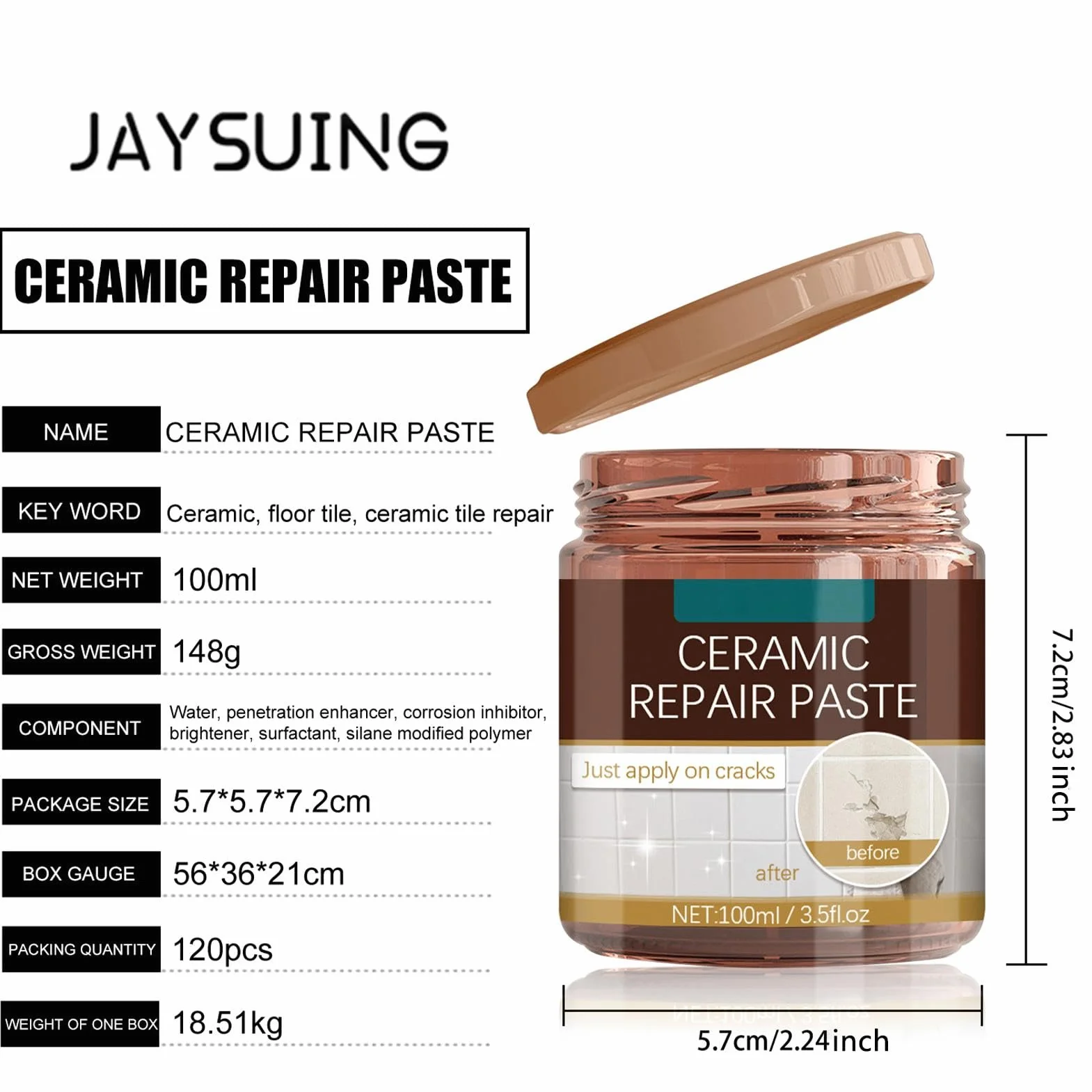 Pasta Riparazione Piastrelle Stucco Marmo Smalto Rattoppi Pavimenti Pietra Crepe Ceramiche Acrilico