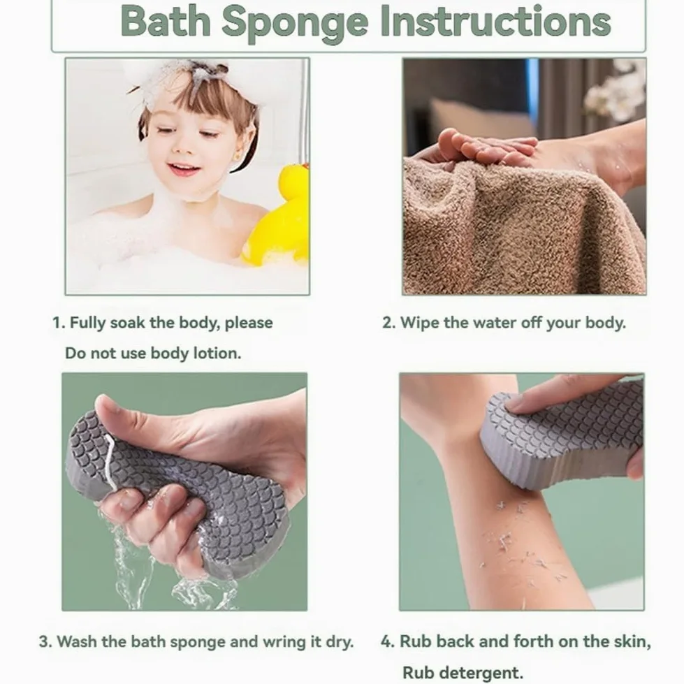 Spugna da bagno esfoliante magica, spugna da bagno esfoliante 3D per pelle radiosa, riutilizzabile, super morbida, esfoliante per il corpo, rimuove la pelle morta, delicata sulla pelle del