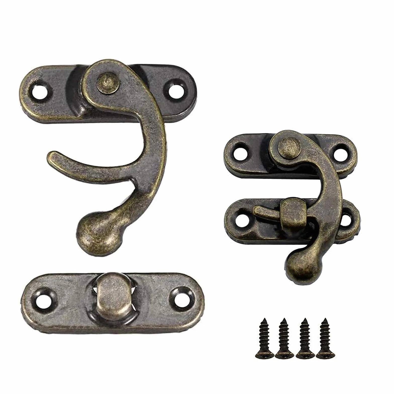 Gancio Destro con Viti in Antico Bronzo Fermaglio a Gancio per Decorazione Borsa Hasp per Jewelry Box