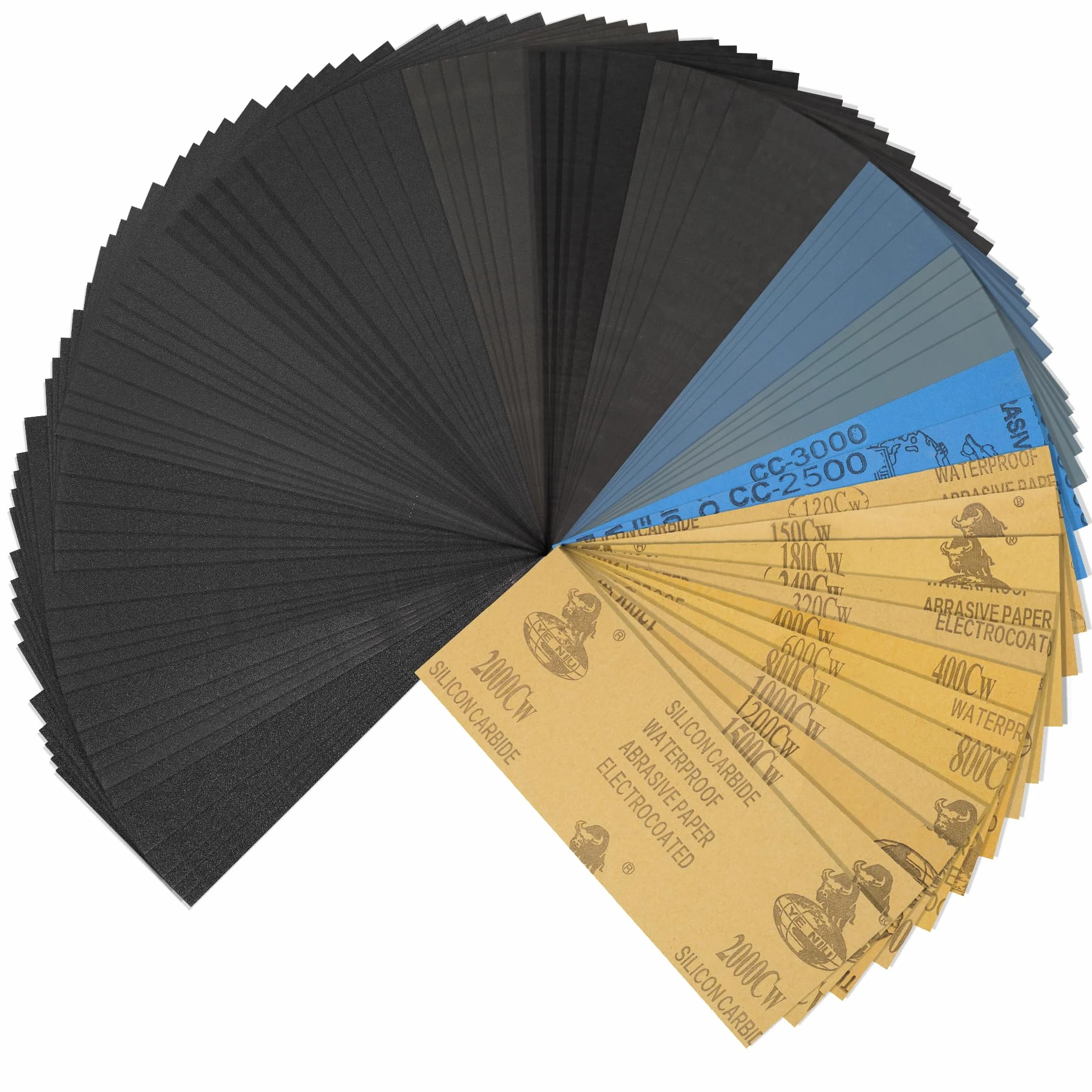 Kit Carta Vetrata 70 Pezzi Grane 120-3000 Impermeabile Levigatura a Secco e Umido