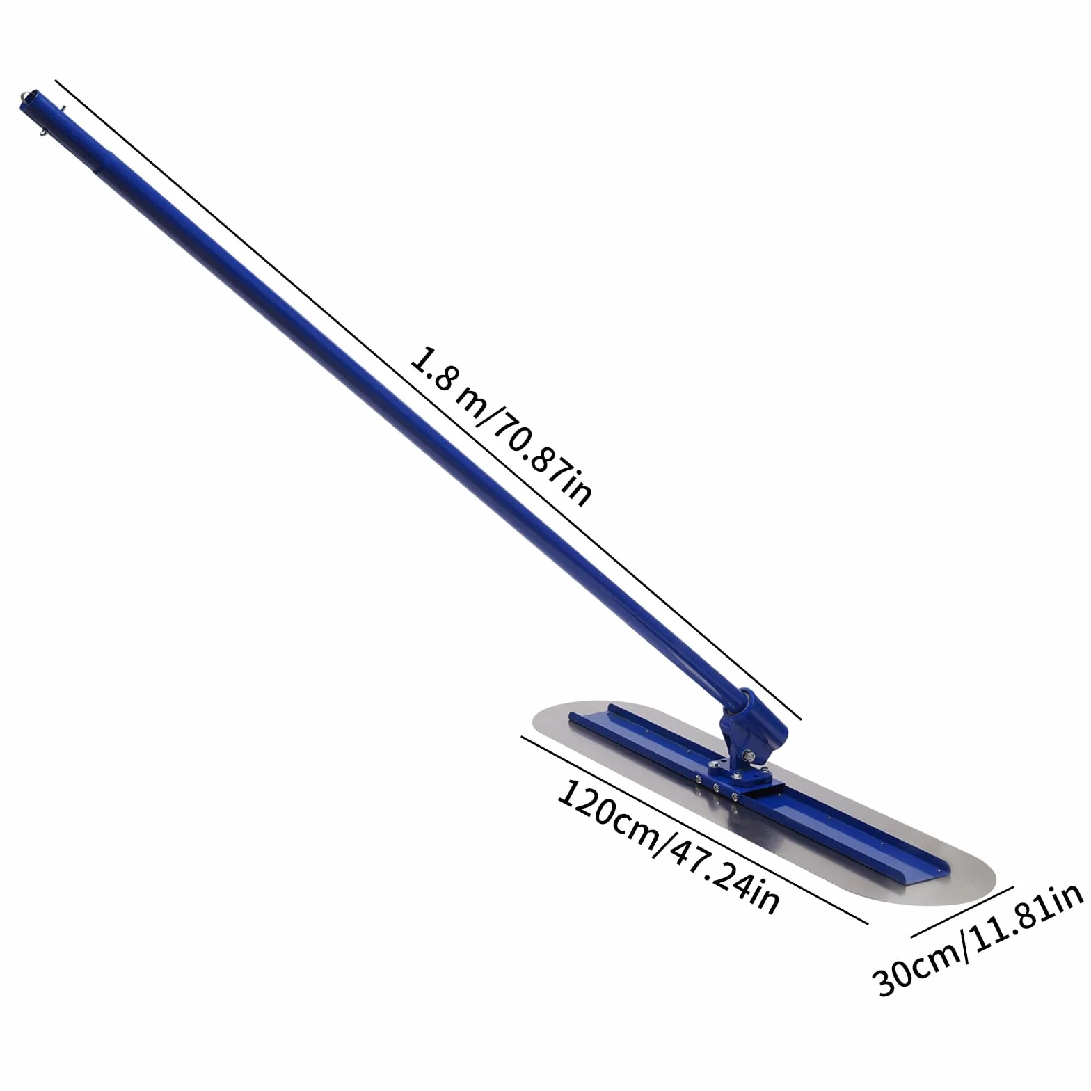Distributore per calcestruzzo 120x30 cm acciaio manici 1,8 m intonacatura blu