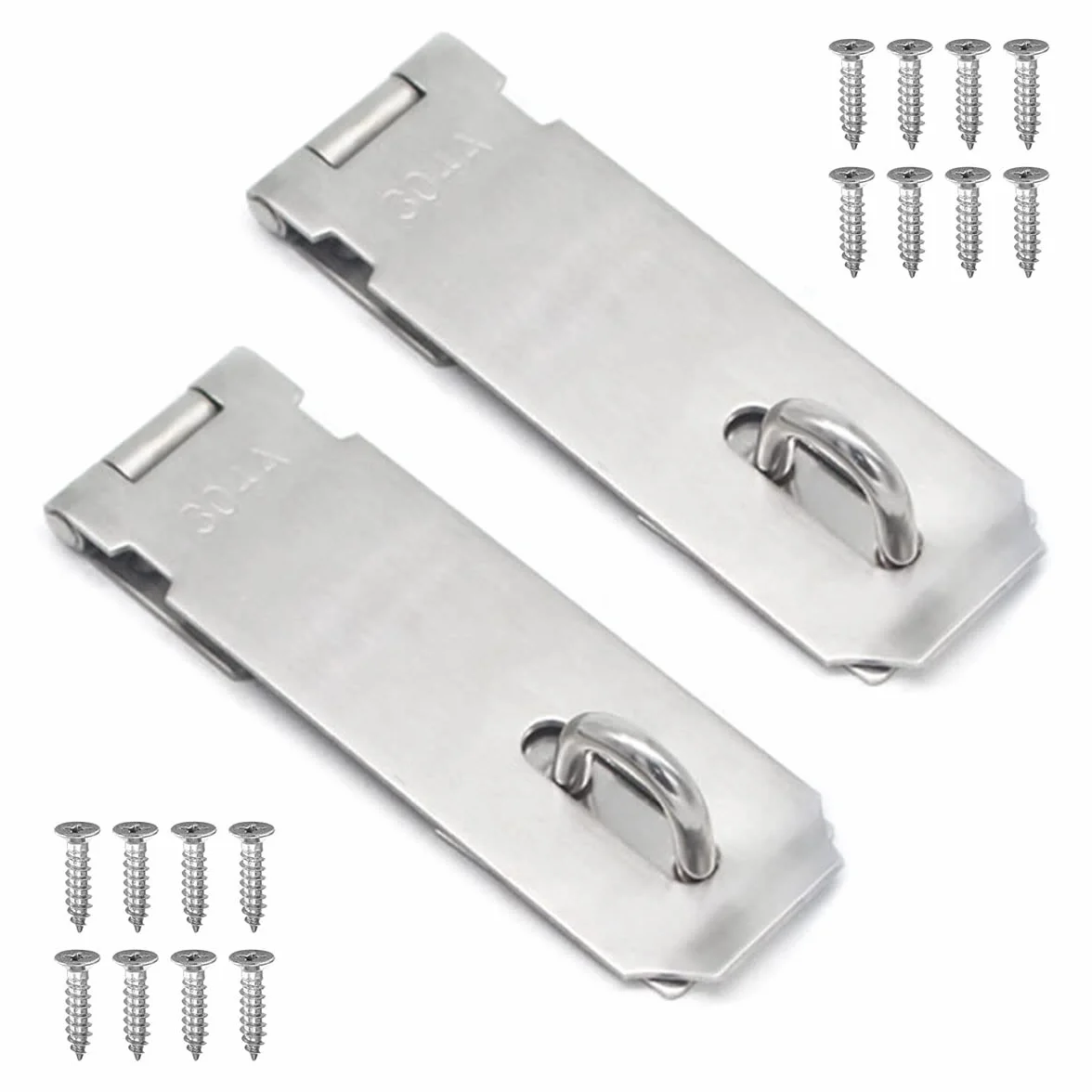 Lucchetto Hasp Lock Porta 4 Pollici Acciaio Inossidabile 2 Pezzi Chiusura con Viti