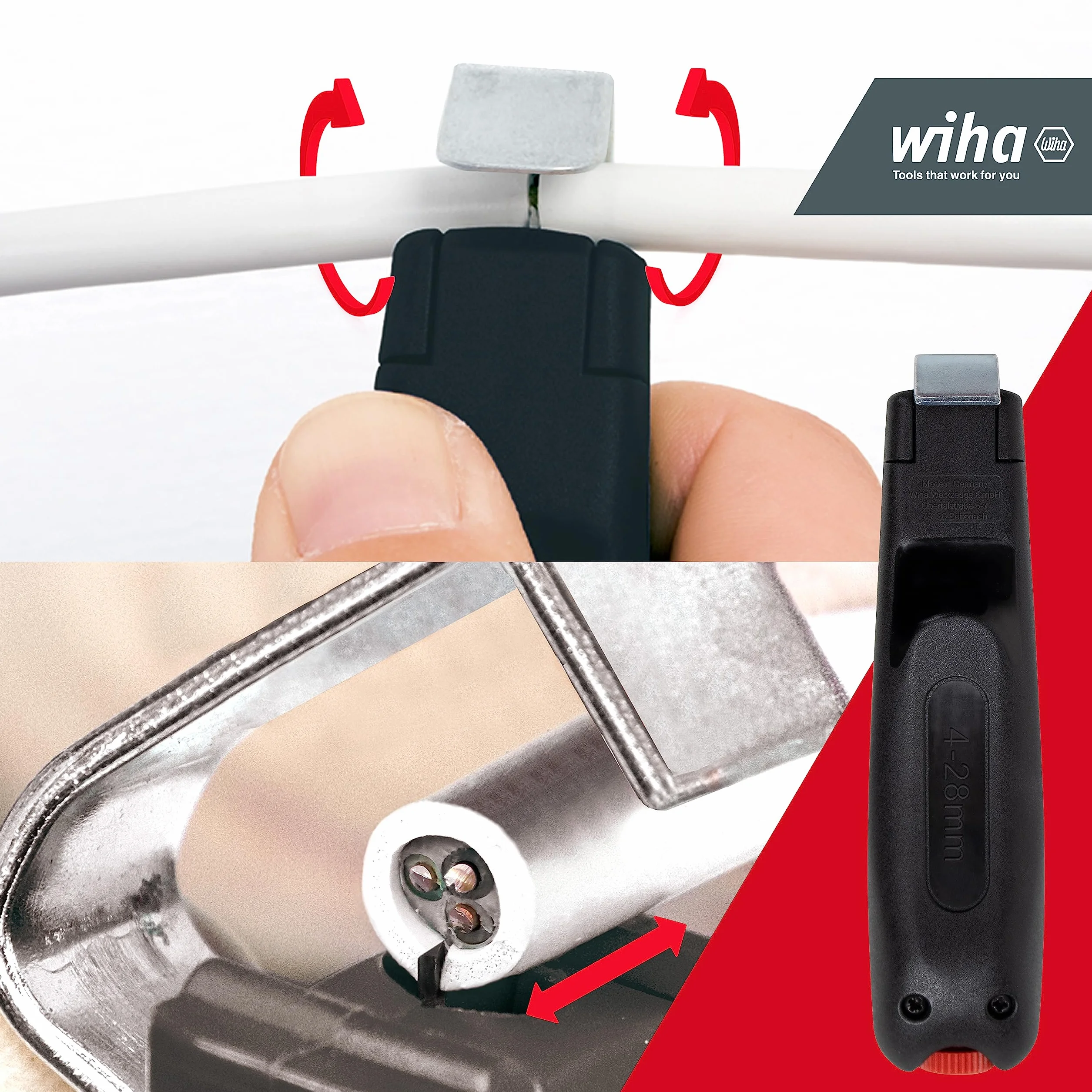 Wiha Herramienta pelacable con cuchilla de arrastre autogirable 130 mm