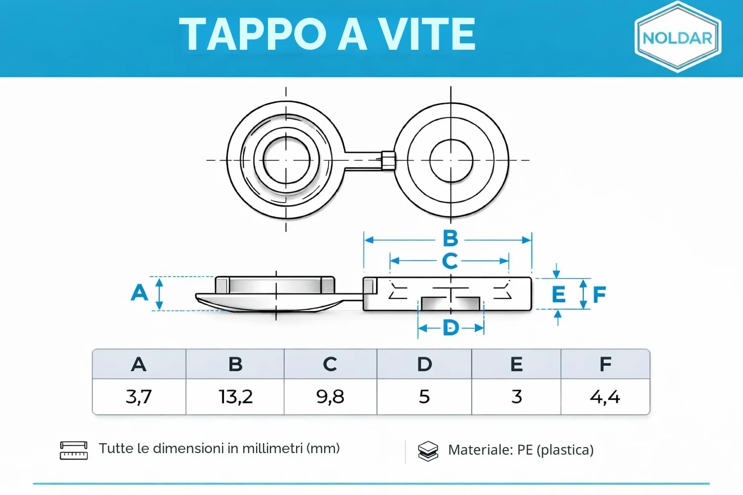 Coprivite incernierato in plastica bianco 100 pezzi