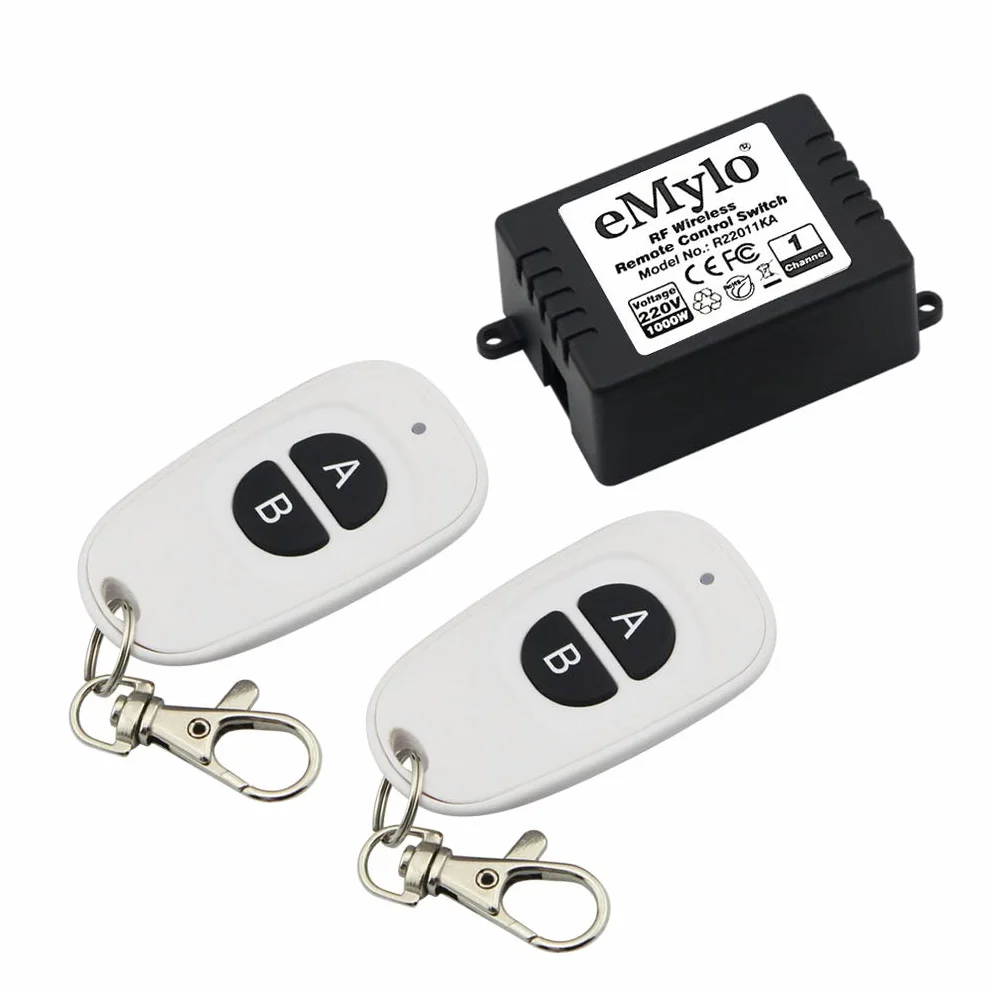 eMylo Smart Wireless Remote Switch 220V 1000V 433MHz 1 Canale con Due Trasmettitori