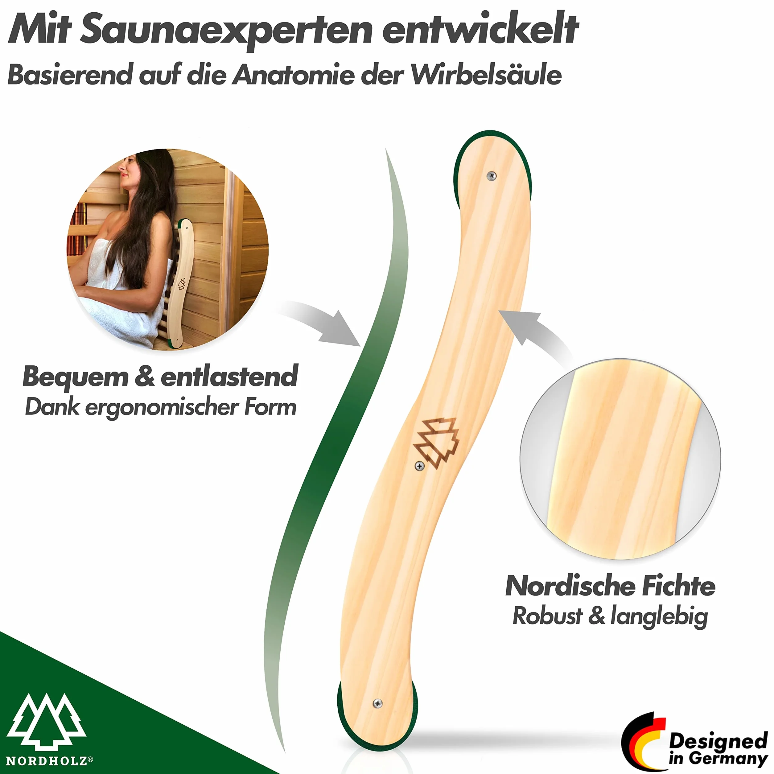 Schienale ergonomico per Sauna in Abete Nordico 100% – Accessorio per Cabina a infrarossi