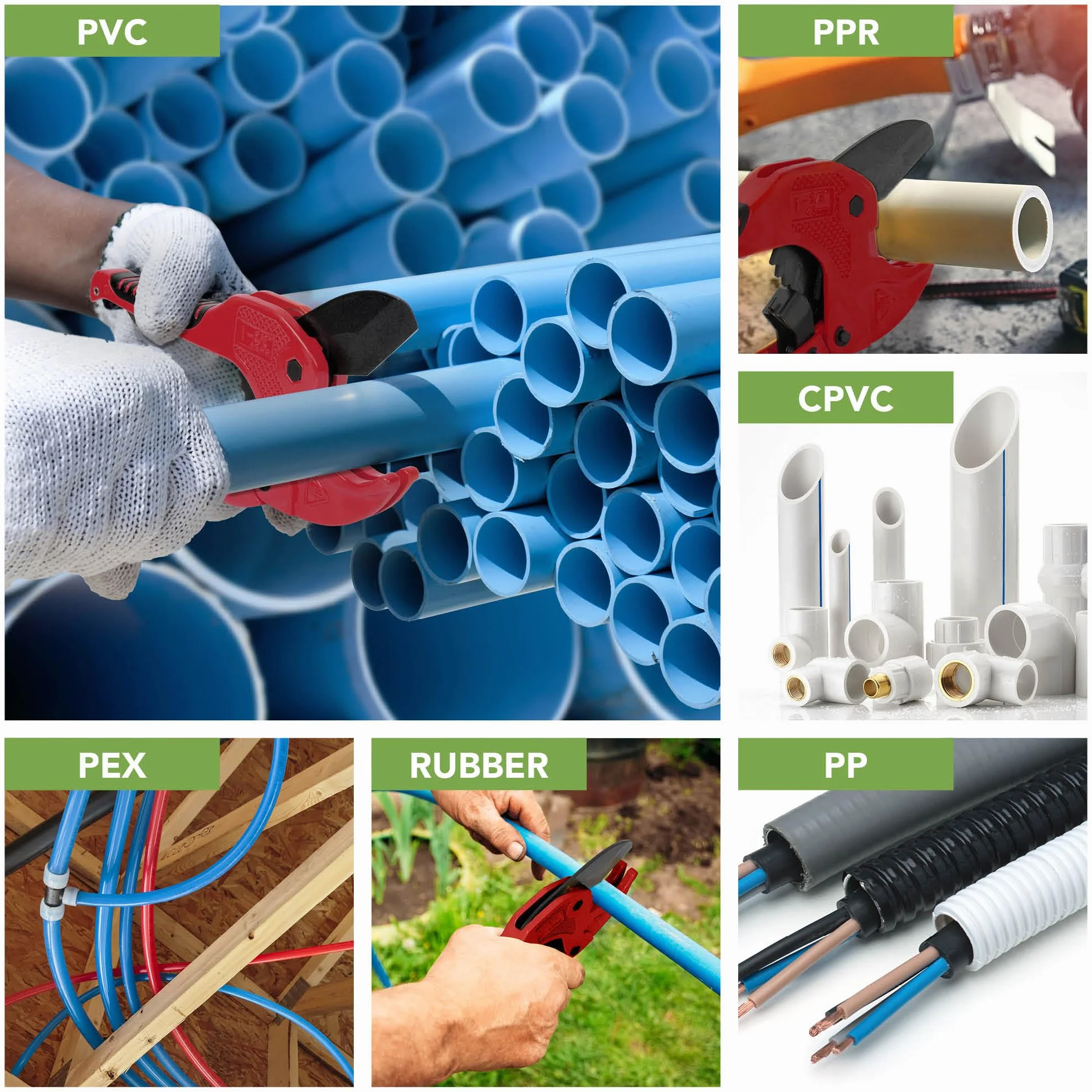 BLOSTM Tagliatubi a cricchetto 42 mm per tubi plastica PVC PEX PPR rosso