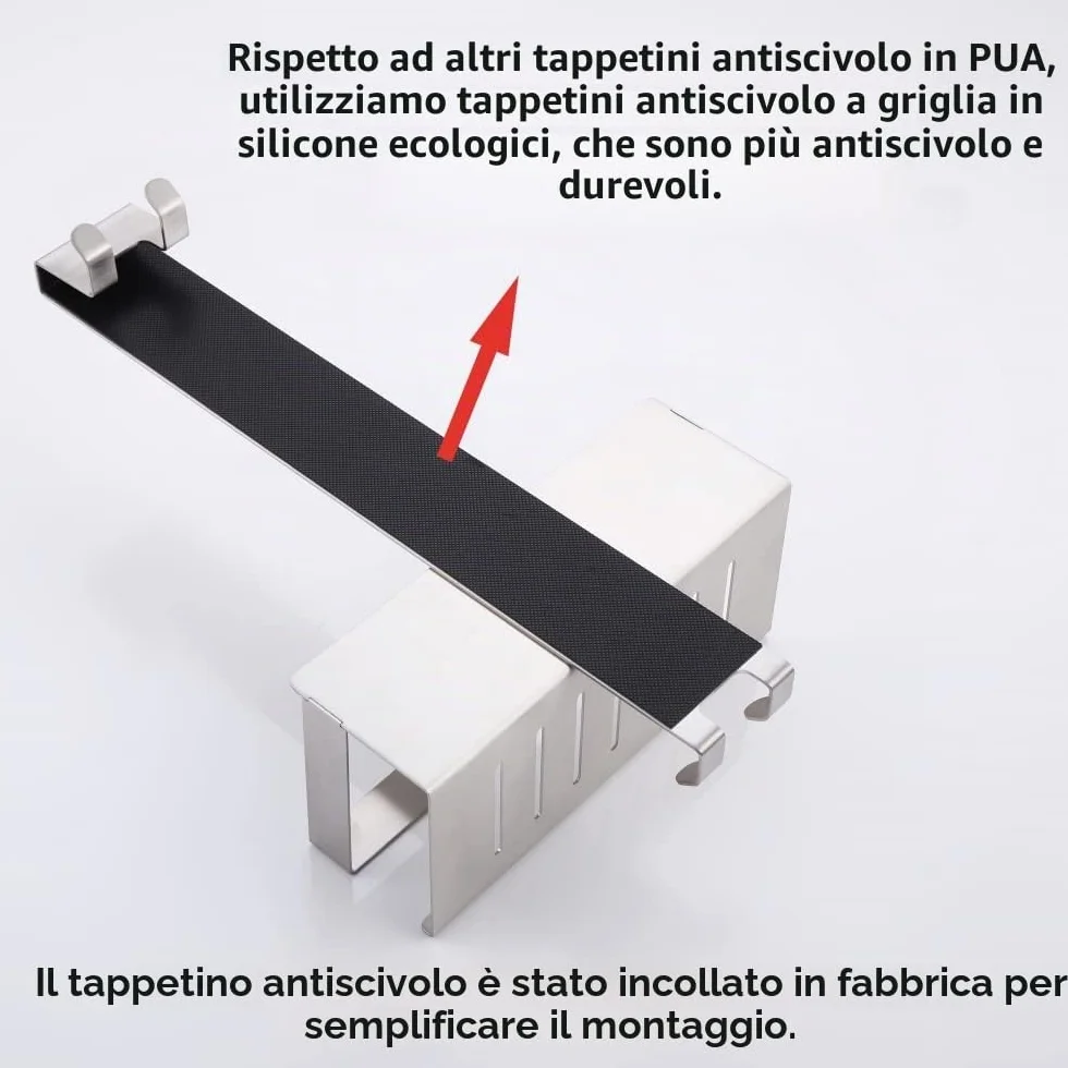 Mensola per Cabina Doccia Portaoggetti da Appendere Staffa per Shampoo Nichel Spazzolato Vetro Ganci K07-23BNGL
