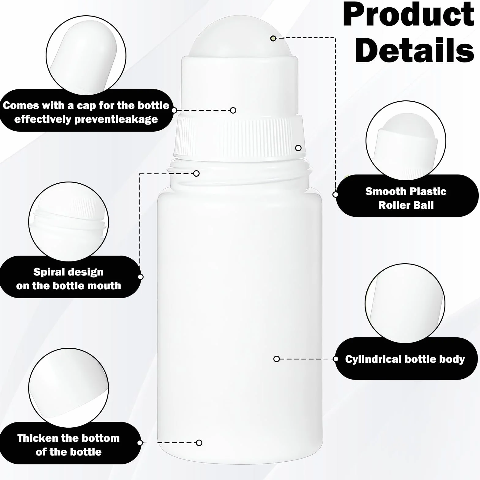 4 Pezzi 50ML Roll on Vuoto per Oli Essenziali Bianco Vuoto Riutilizzabile Bottiglie Deodoranti Bottiglie a Rullo di Plastica roll on Vuoto per Crema Solare per Profumo Olio Essenziale Aromaterapia