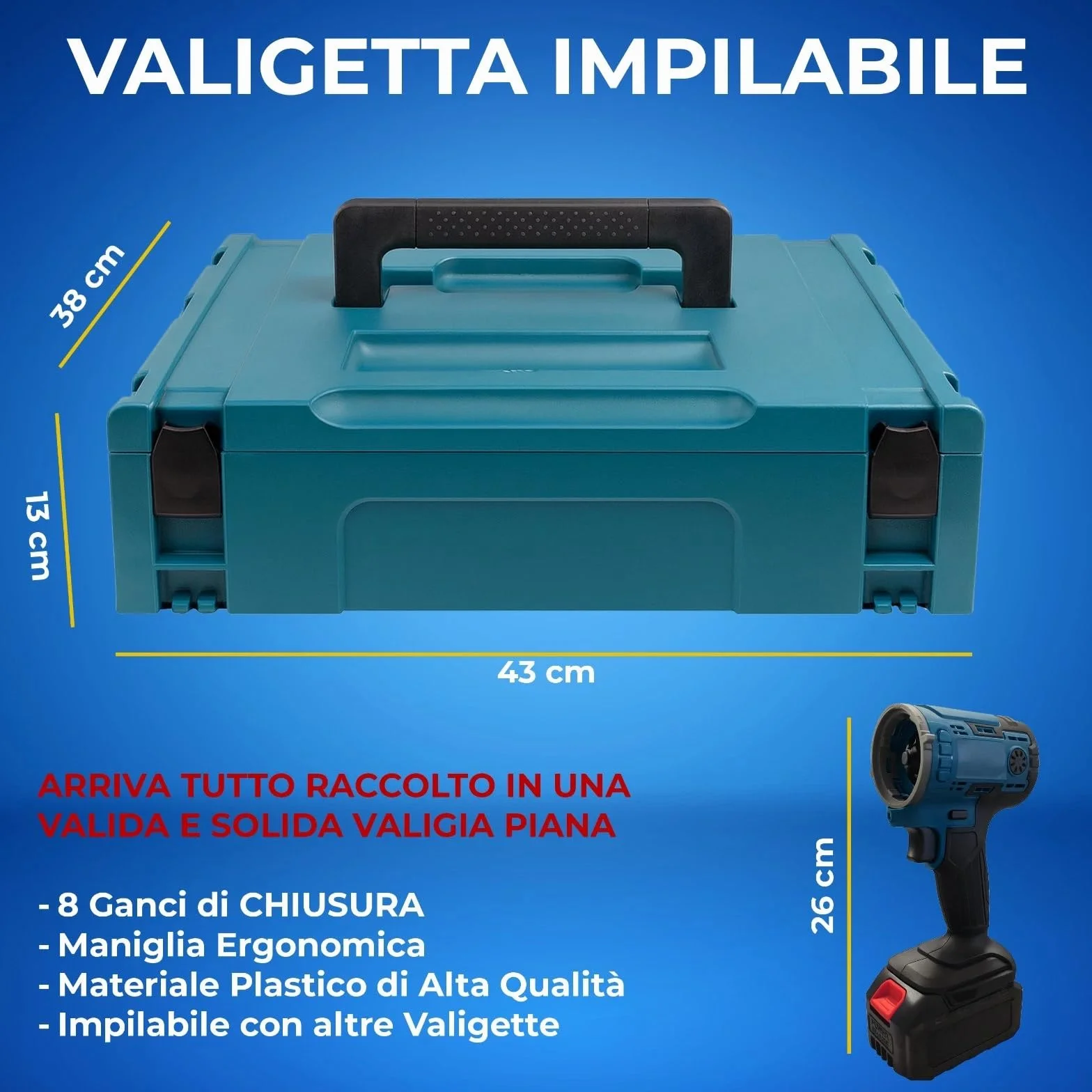 MAKA Avvitatore Trapano 8 in 1 Multifunzione a Batteria 68V Kit Professionale Idropulitrice Motosega Seghetto Smerigliatrice Soffiatore Valigetta Rigida