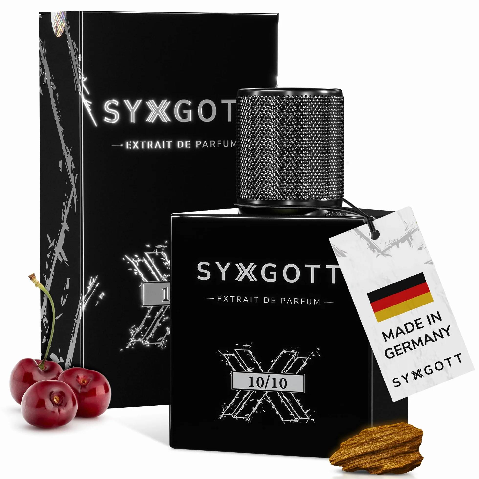 SYXGOTT 10/10 Profumo da uomo con olio di feromoni | Extrait de Parfum per uomini | Campioncino incluso | Oud, ciliegia, intenso | Fragranza estiva durevole ideale per tutti i giorni