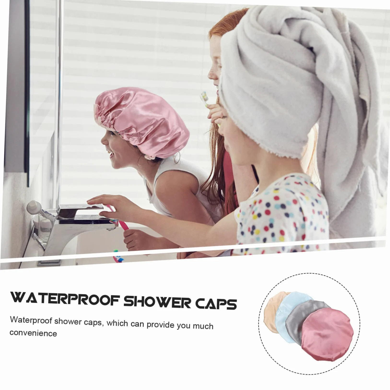 FRCOLOR 12pezzi Cuffie Impermeabili Peva Cuffie Per Elastiche e Riutilizzabili Per Spa e Rosa Grigio