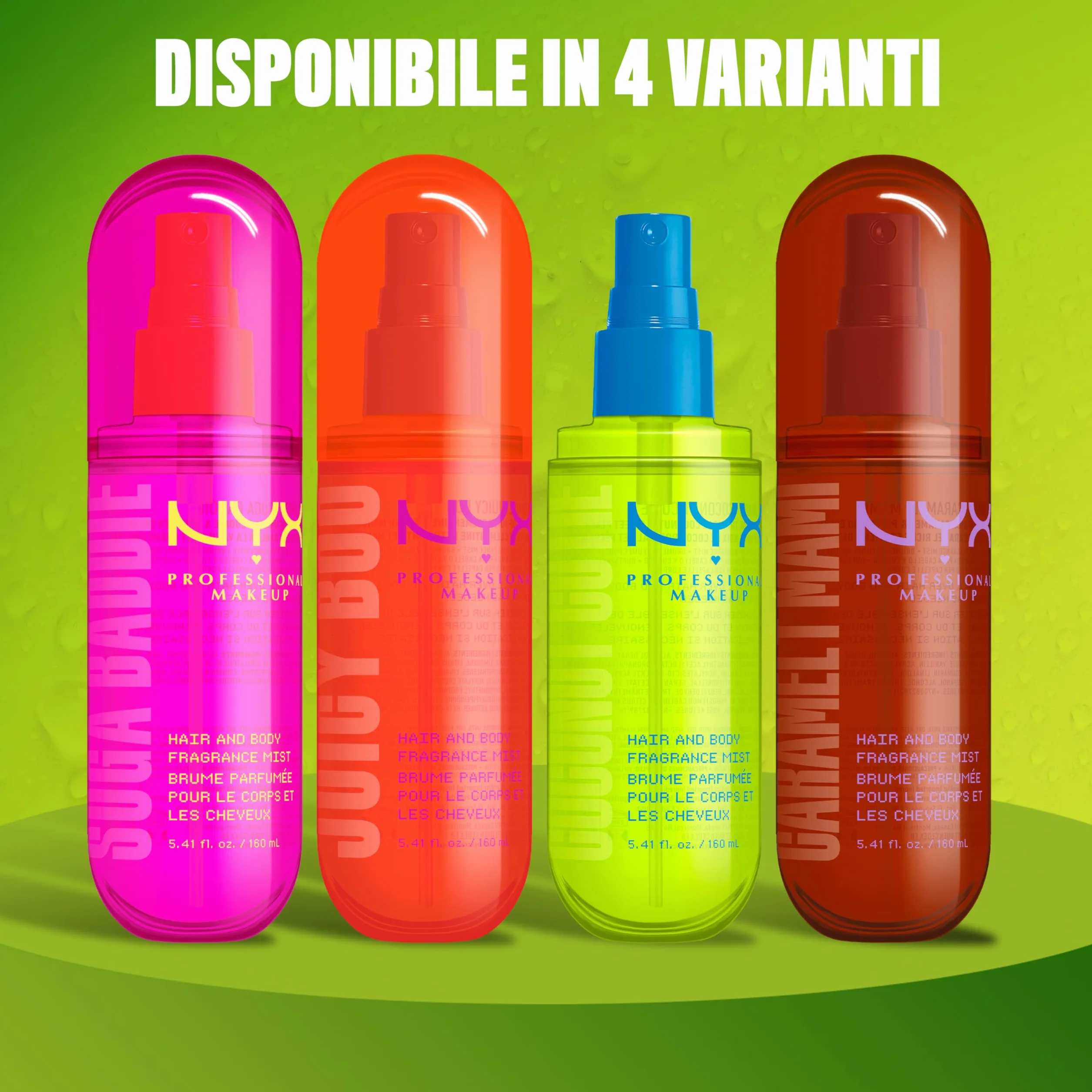 NYX Professional Makeup Fat Oil Body Mist Spray Corpo e Capelli, Fragranza Dolce, Effetto Delicato, Note di Cocco e Pesca, Coconut Cutie, 80 ml
