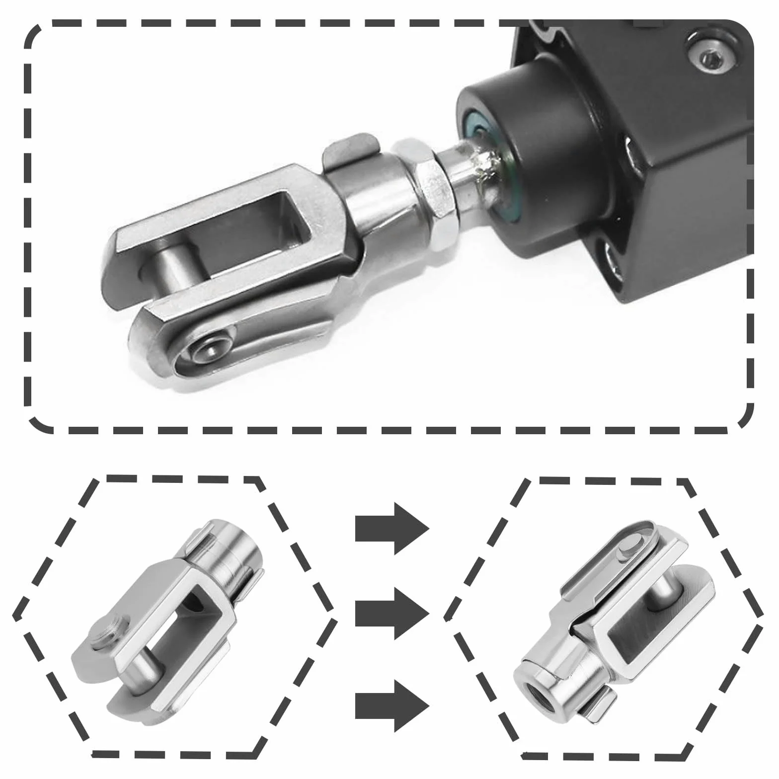 Connettore a Y in acciaio zincato M8 x 1,25 filettatura 42 mm per cilindro pneumatico forcella giunto con perno a molla