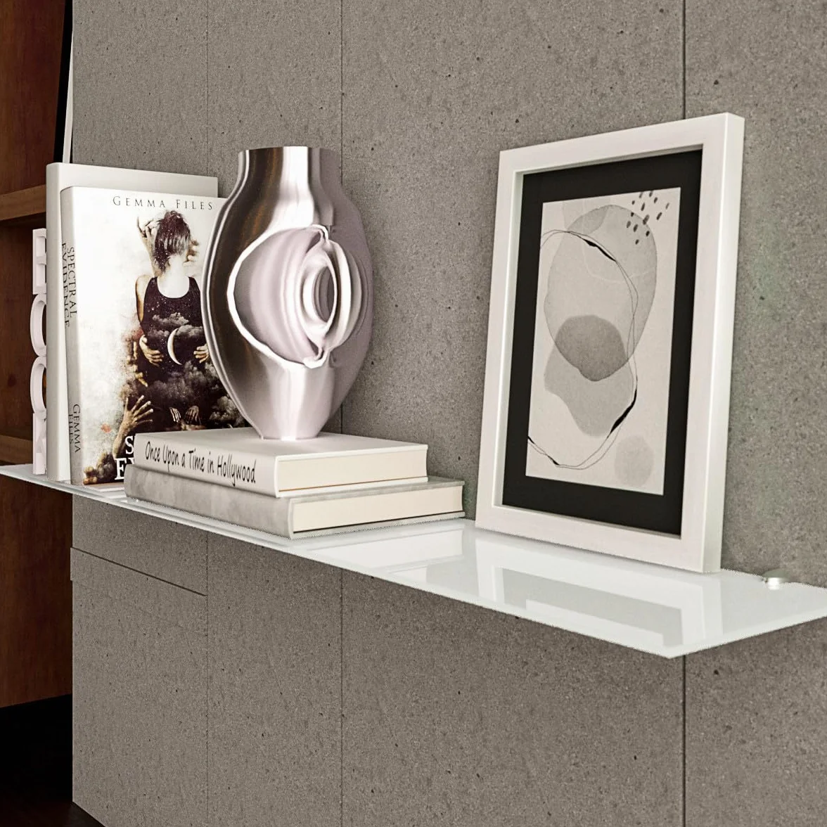 Mensola da parete in vetro di sicurezza 6 mm bianco per bagno