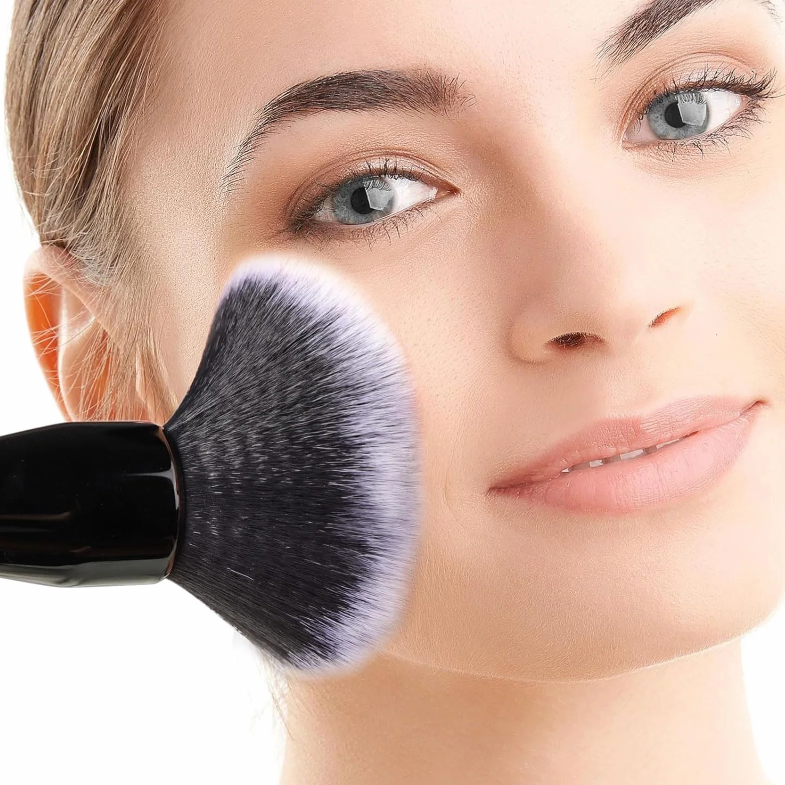 Mezrkuwr Pennello grande per polvere, pennello per fondotinta, pennello professionale per trucco per sfumare liquidi, creme e polvere impeccabile, lucidatura, sfumatura, correttore