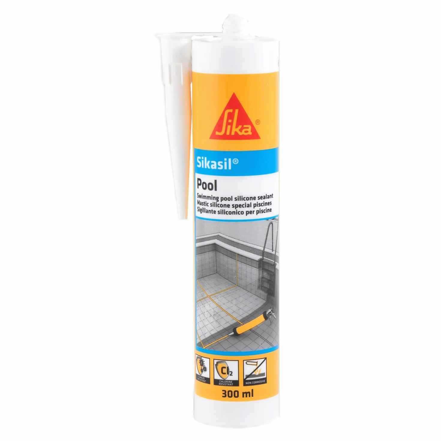 SIKA Sikasil Pool Silicone per Piscine e Zone Umide Bianco Resistente al Cloro 300ml