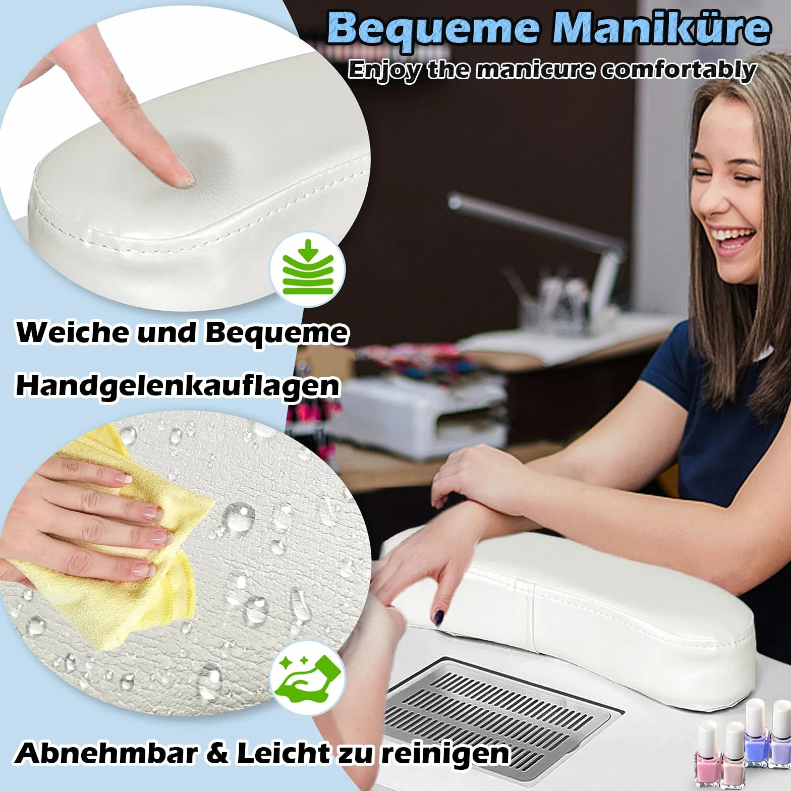 LZQ Tavolo per unghie con aspirazione, tavolo da manicure pieghevole con aspirapolvere per unghie, 90 x 37 x 77 cm, bianco