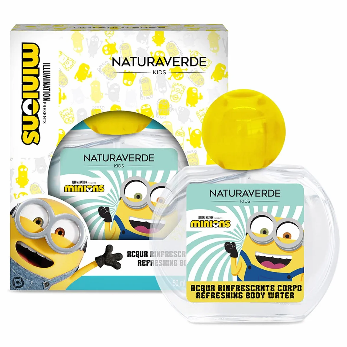 Naturaverde | Kids - Minions - Eau de Toilette Spray per Bambini, Profumo Piacevole sulla Pelle, Contiene Alcool, Natural Spray, 50ml