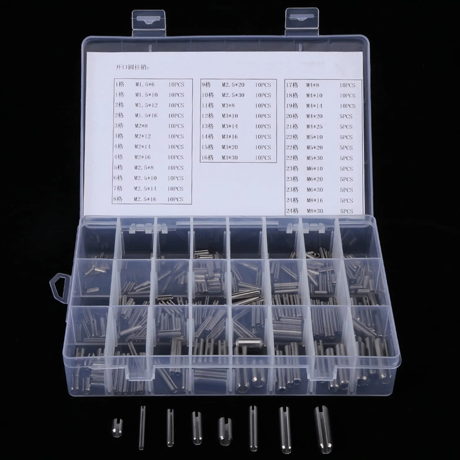 Perno di Collegamento Barre a Molla, Spina Elastica in Acciaio Inox, Set 280 Pezzi M1.5-M8