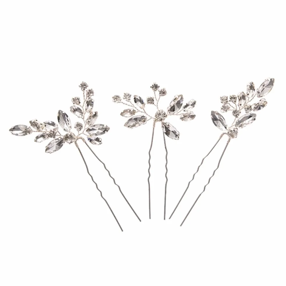 3Pcs Tiara Set Pearl Crystal Wedding Bridal Hairbrush Fermagli per Capelli Copricapo Accessori per Capelli Accessori da Sposa Ladies Girls （Argento）