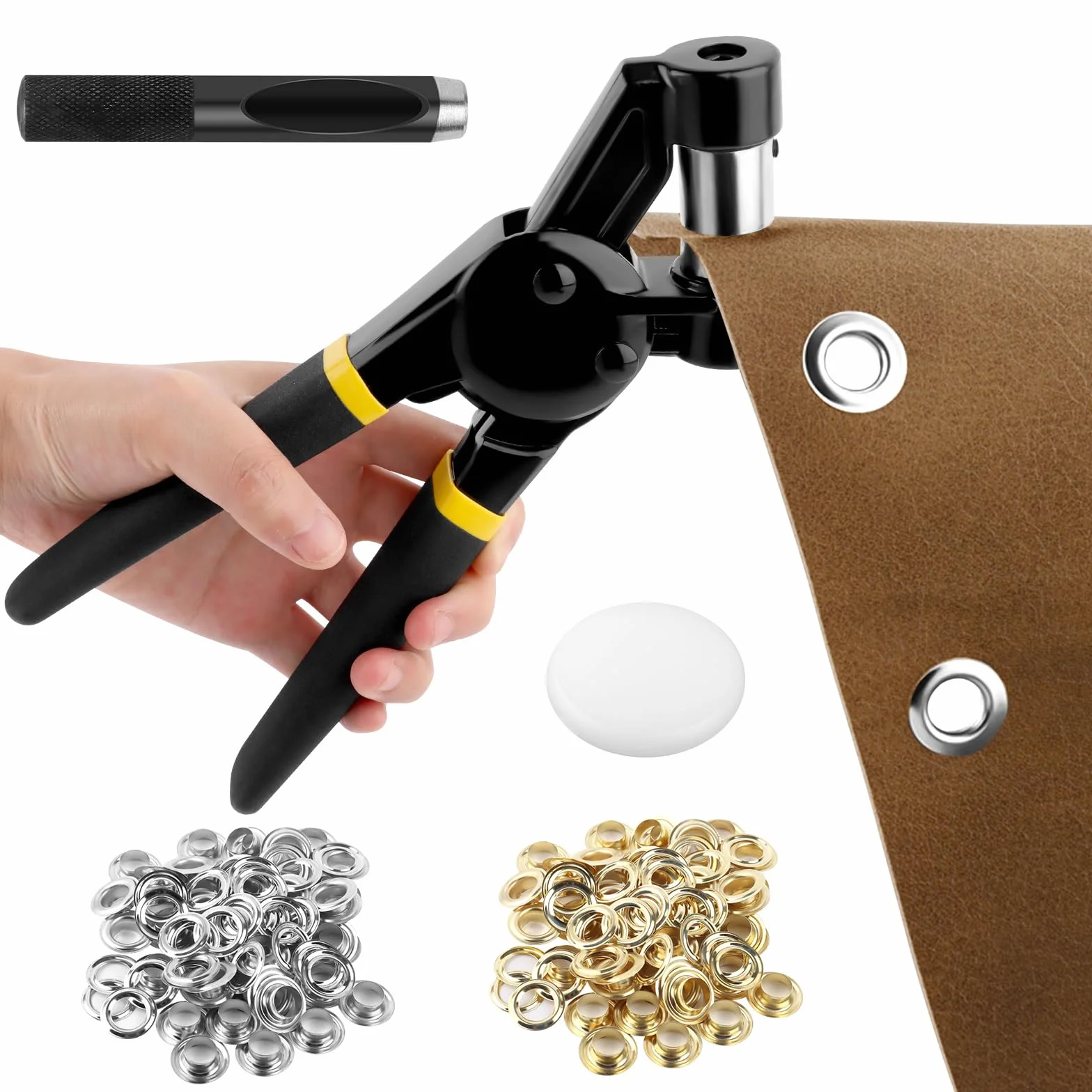 talifoca Pressa per occhielli manuale portatile 3/8 pollici con 300 occhielli 10 mm per telone pelle tessuto