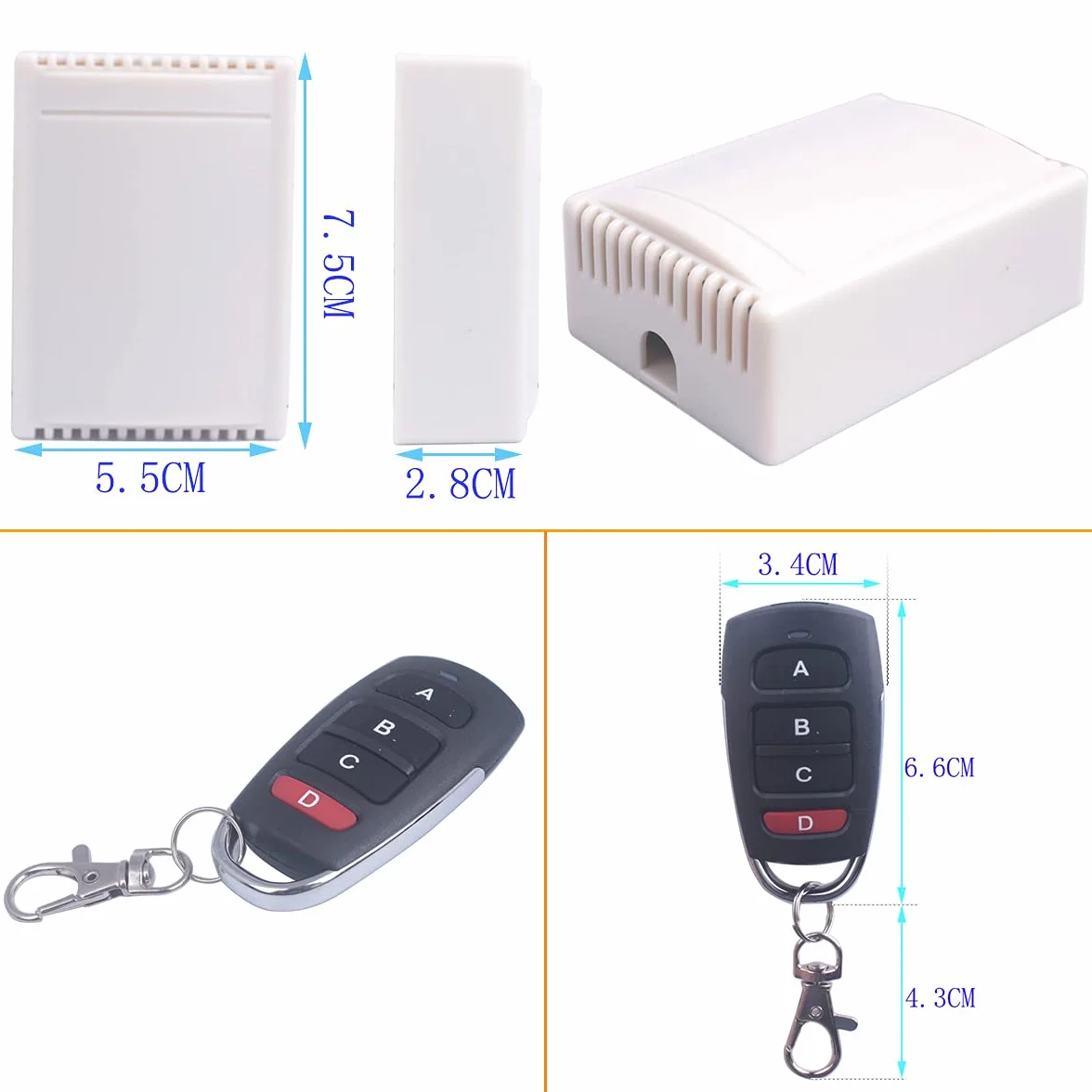 Interruttore wireless 433 MHz DC 12V 4 canali telecomando apertura porta garage