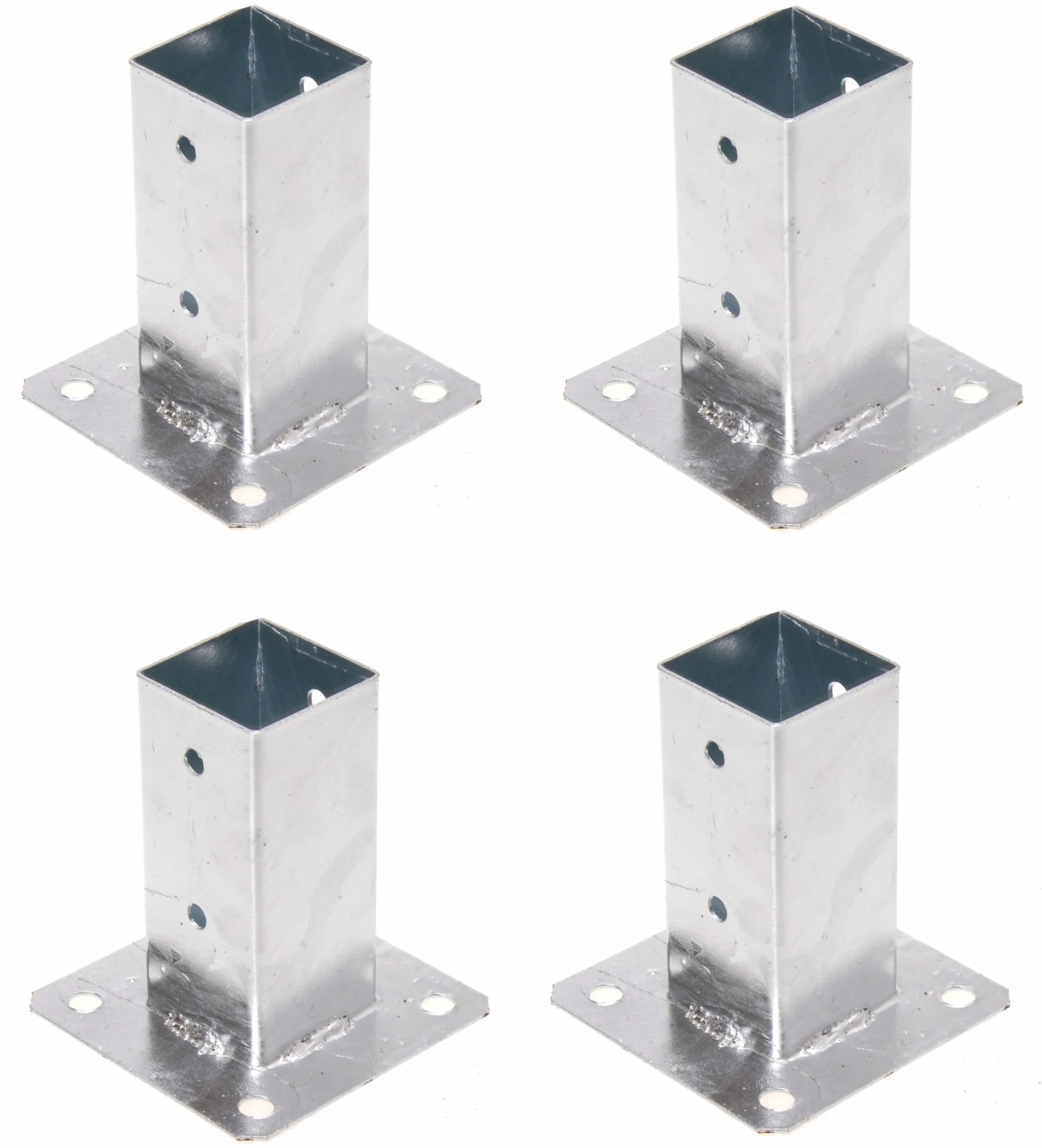 Set di 4 supporti per pali da avvitare 70 x 70 mm, staffe zincate a caldo per pali in legno con piastra