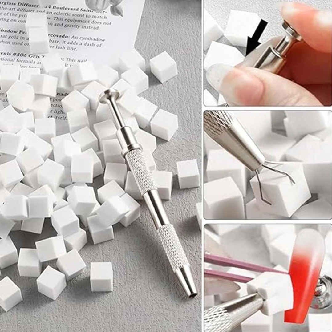 50 Pezzi di Spugna Unghie con Pinza Metallica, Pennelli Unghie, Unghie Ombre Design, Strumenti per la Nail Art Pennello di Spugna, Usato per Creare una Varietà di Modelli di Nail Art Sfumati