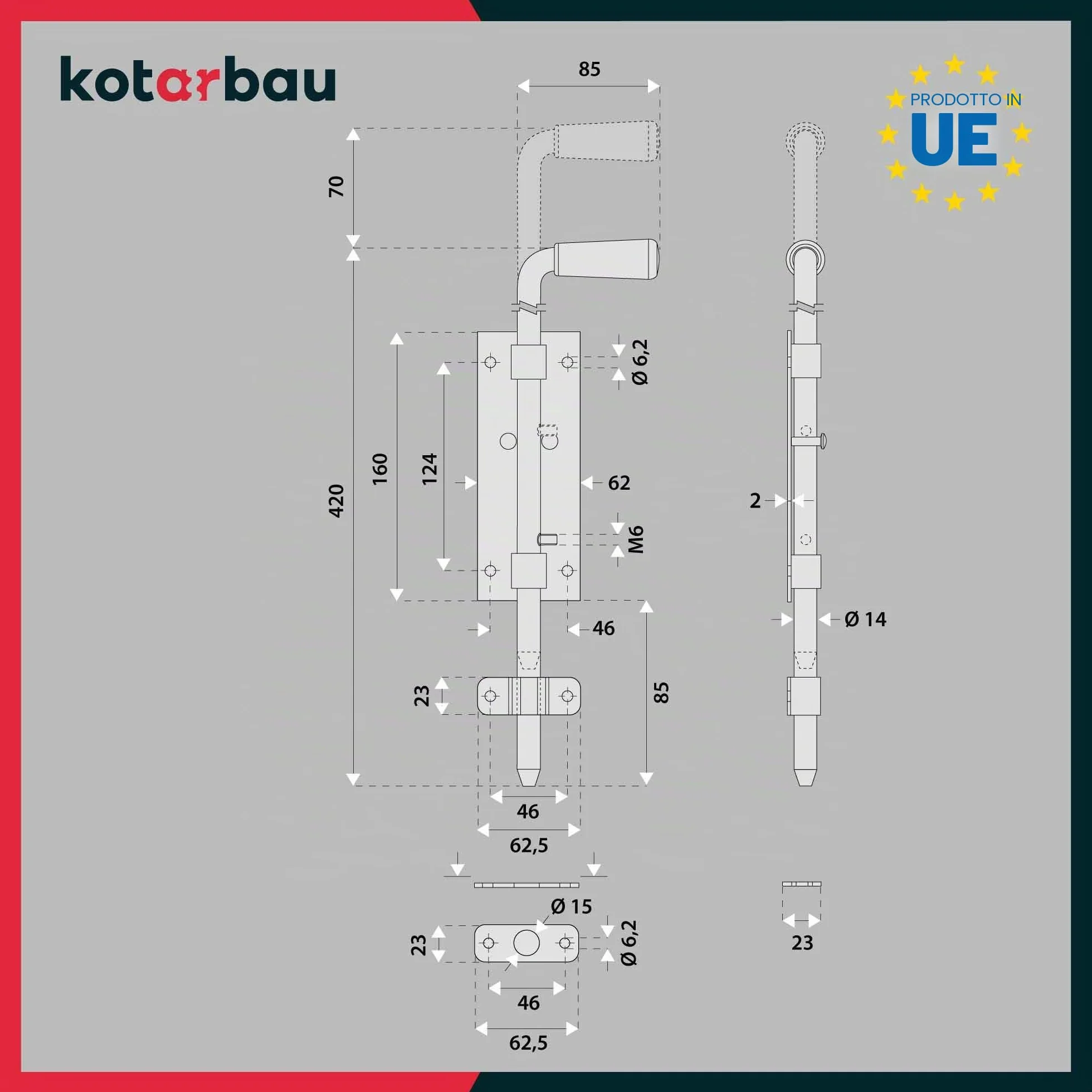 KOTARBAU Gate per bulloni 400 mm Scrocco per porta Capanno per pollaio Polvere nera