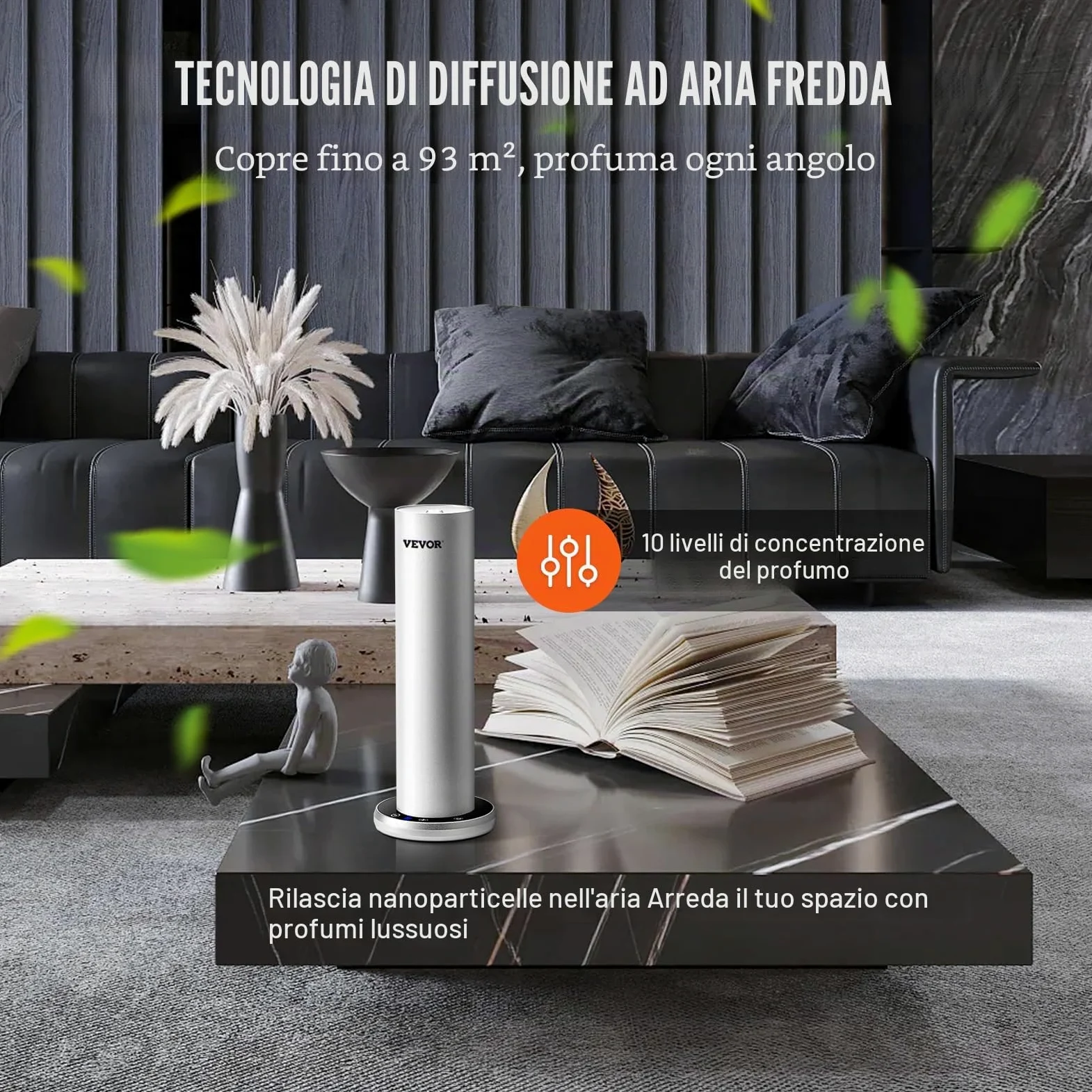 VEVOR Macchina per Profumo d'Aria, diffusore d'Aria Fredda Bluetooth 120 ml, diffusore d'Aria Profumo di Oli Essenziali, Macchina per aromaterapia da Pavimento per Spa, Yoga, casa, Ufficio, Hotel