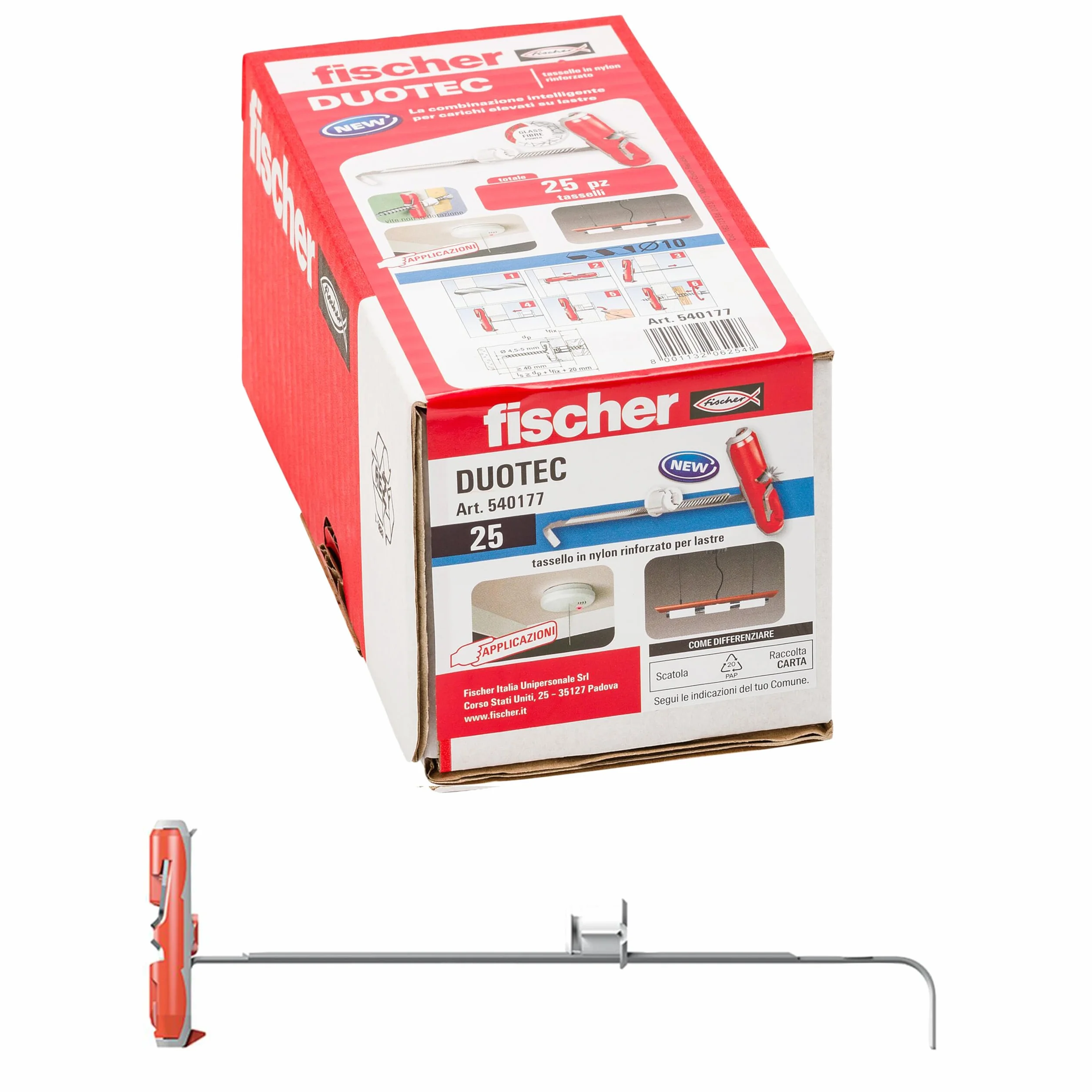 Fischer DUOTEC 10 Tasselli per Cartongesso Fissaggio ad Ancora Foro 10 mm