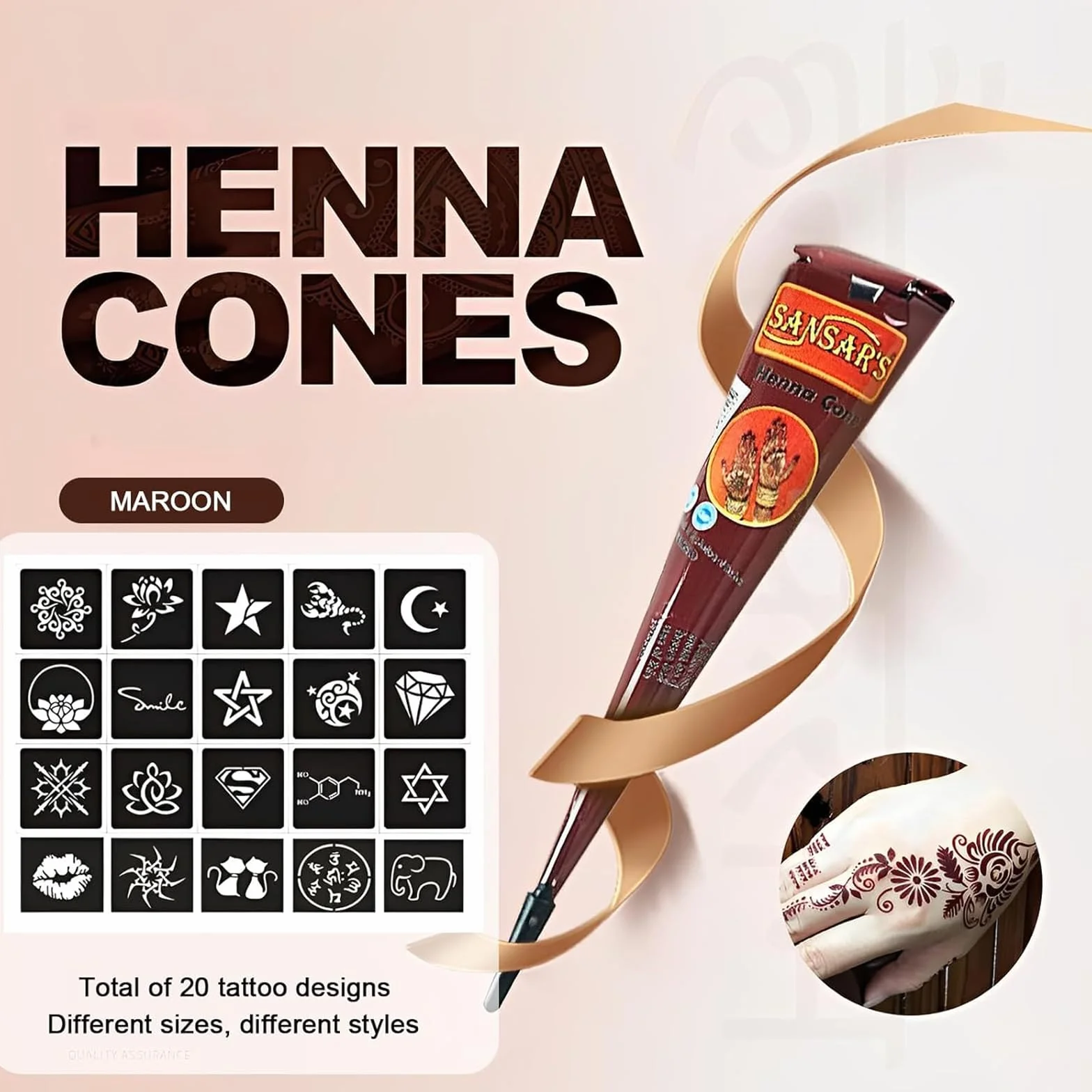 ElevaPulse 8 pezzi henné marrone lentiggini – Henné naturale rosso marrone per tatuaggi e colore, con 20 stencil per body art