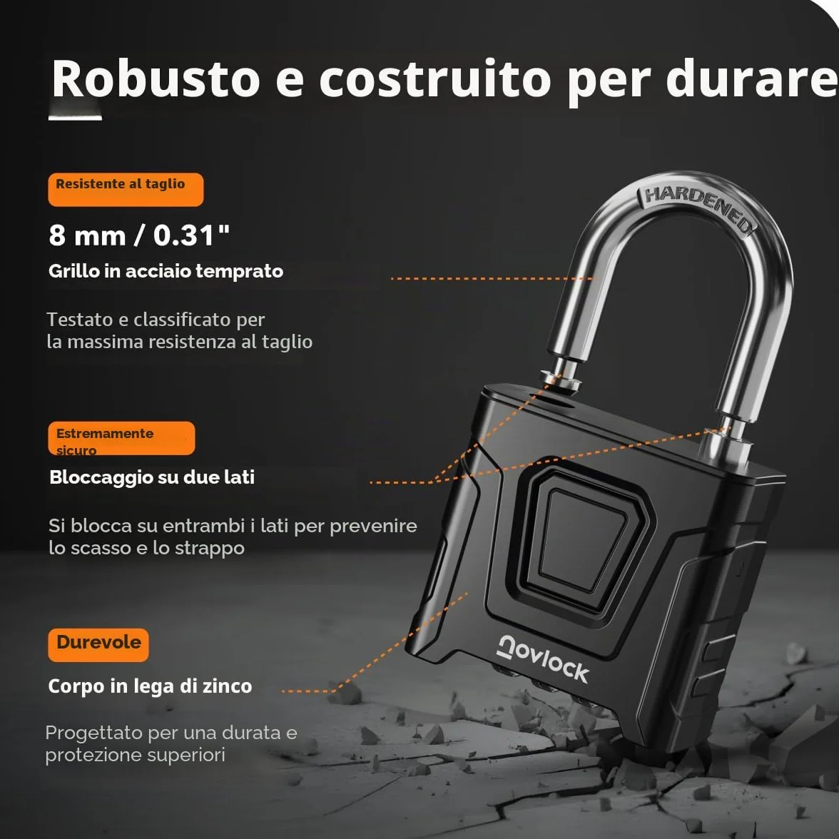 Lucchetto con combinazione impermeabile 8 mm nero per esterni cancelli recinzioni
