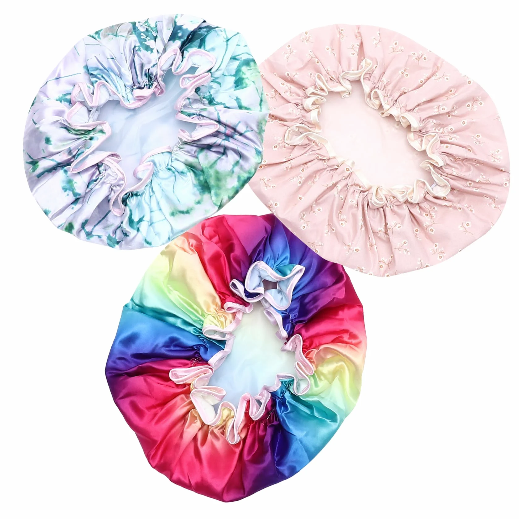 Beavorty Cuffia Da Da 9 Pezzi Impermeabile Elastica A Doppio Arcobaleno Foglia Spezzata Polvere Confezione Da 3 Teschi Bordata Da Donna Peva