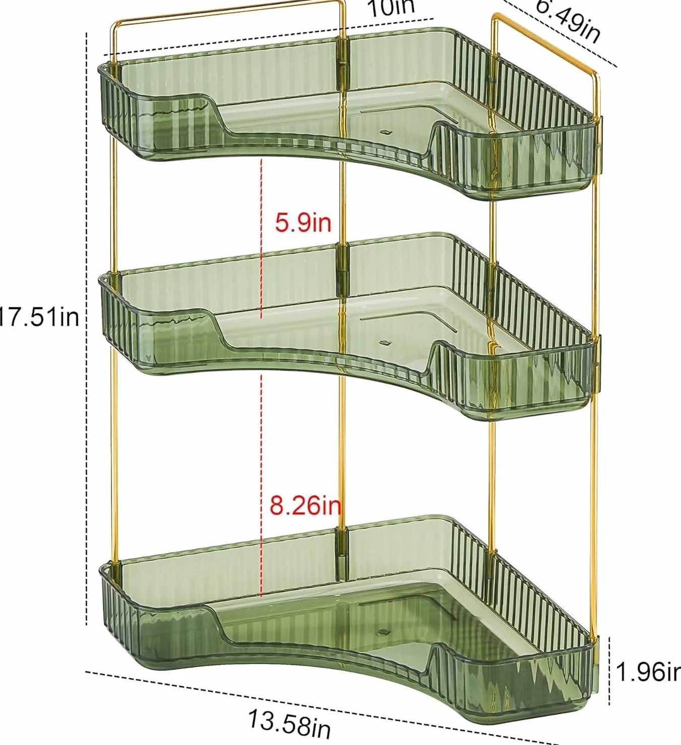 Porta Trucchi,Toeletta Organizer per Trucco Portaoggetti per Trucco Verde Vanity A 3 Livelli Scaffale per Profumo in Acrilico per Cosmetici per La Cura della Pelle Multifunzione