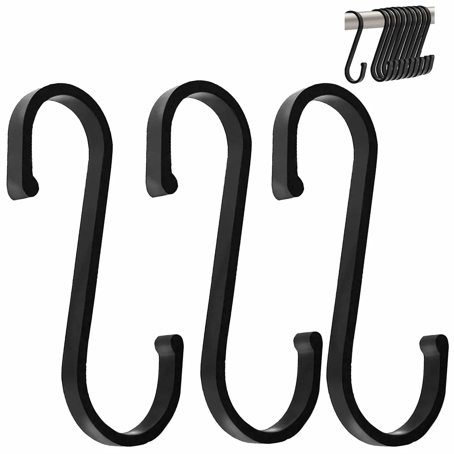 Ganci a S 10 Pezzi in Alluminio Anti Ruggine Multifunzione Nero Opaco