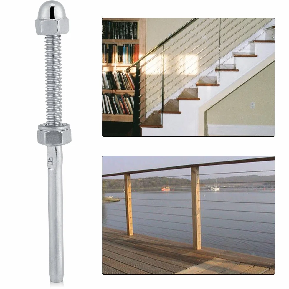 Parte finale di bullone tensore filettato 1/8" in acciaio inox per ringhiera a cavo, 10 unità