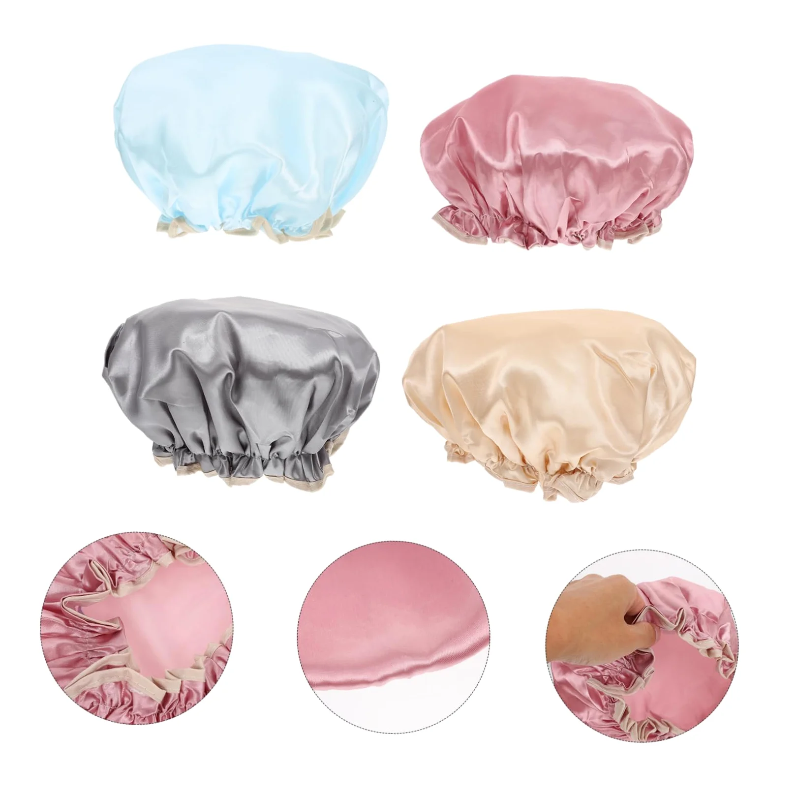 FRCOLOR 12pezzi Cuffie Impermeabili Peva Cuffie Per Elastiche e Riutilizzabili Per Spa e Rosa Grigio