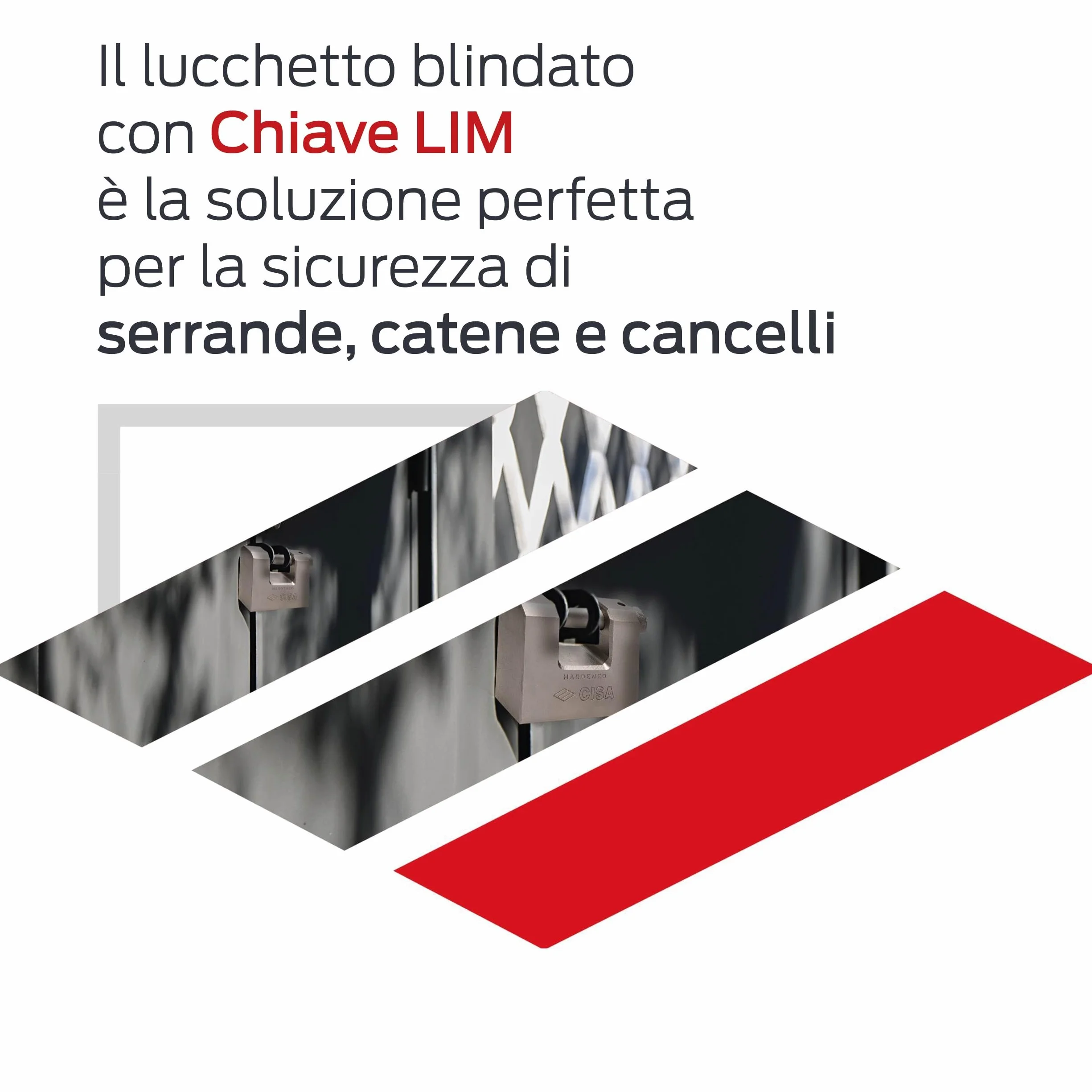 CISA Lucchetto Antiscasso Corazzato Acciaio Monoblocco 12855L840 Chiave LIM 84 mm