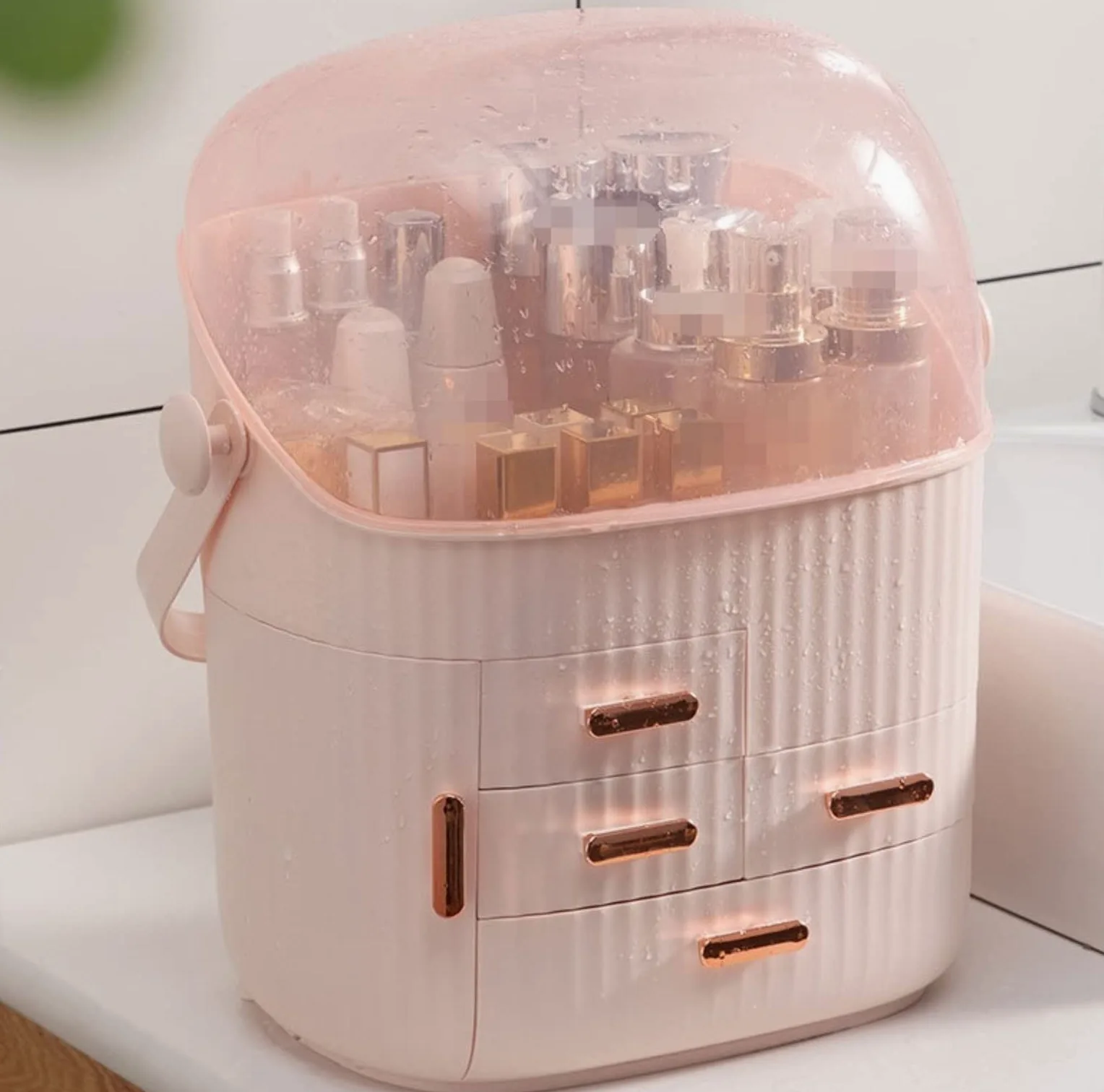 Porta Trucchi,Toeletta Scatola di Immagazzinaggio Cosmetica da Tavolo Organizzatore di Trucchi per La Cura della Pelle Multifunzione Multifunzione